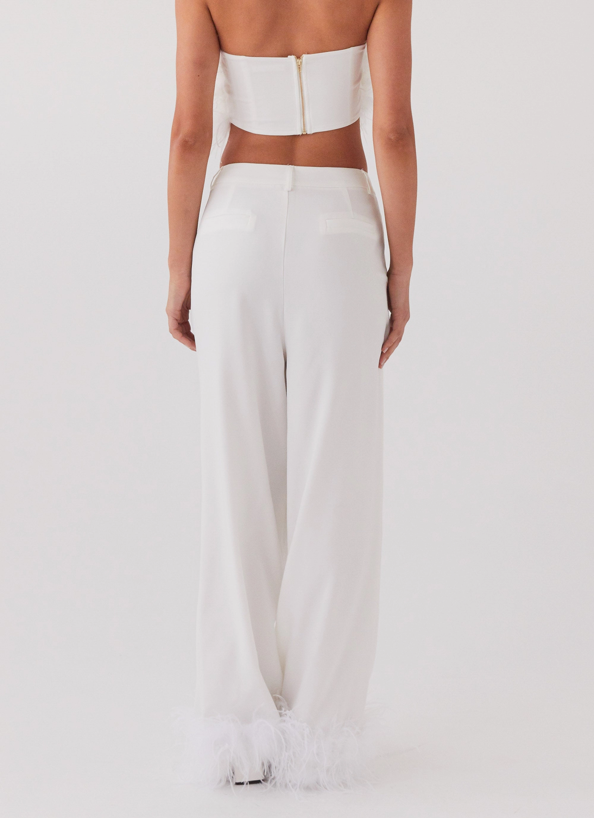 Shiny Zip Shake It Off Feather Pants - Snow