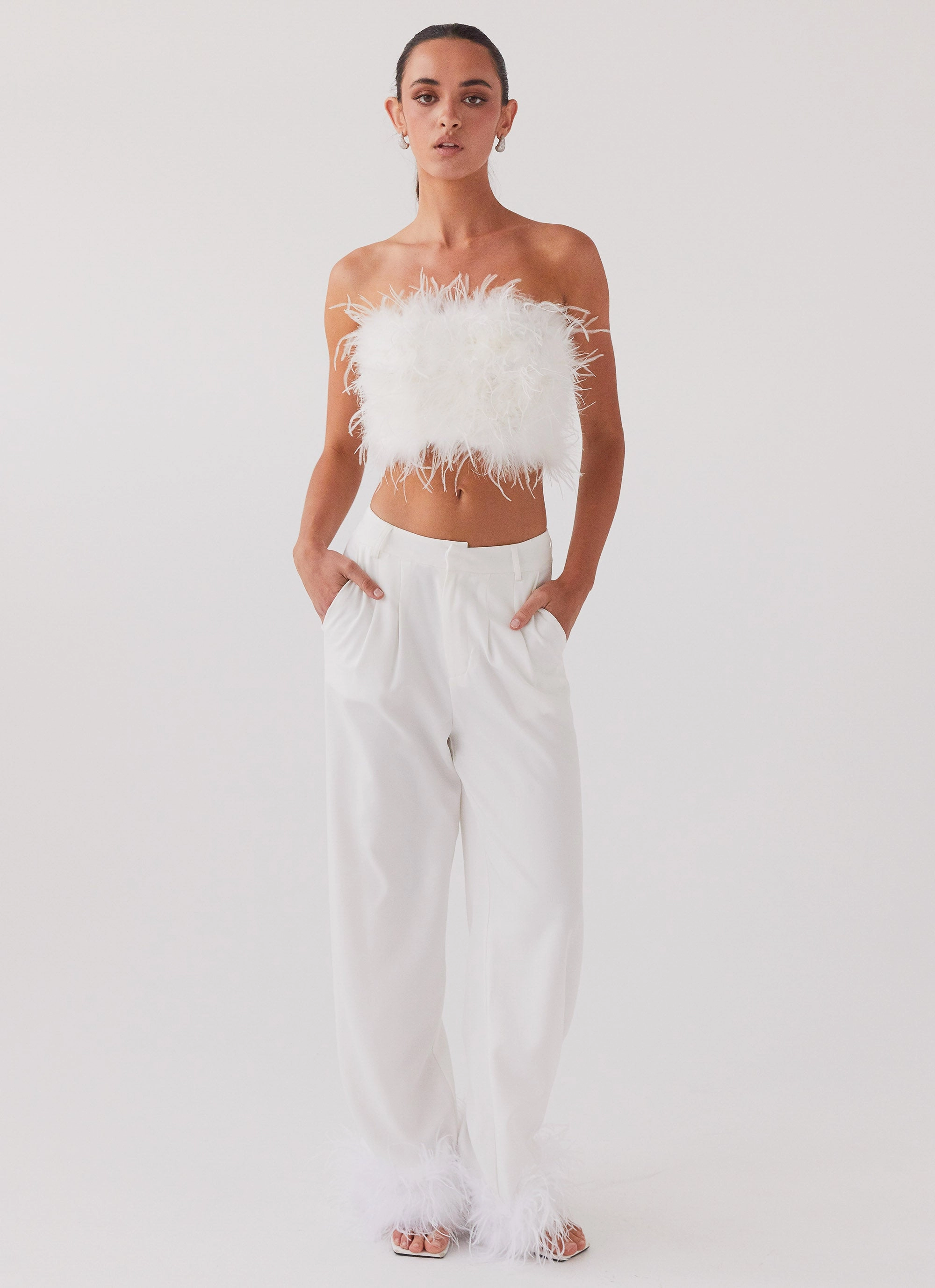 Baby-Shower Shake It Off Feather Pants - Snow