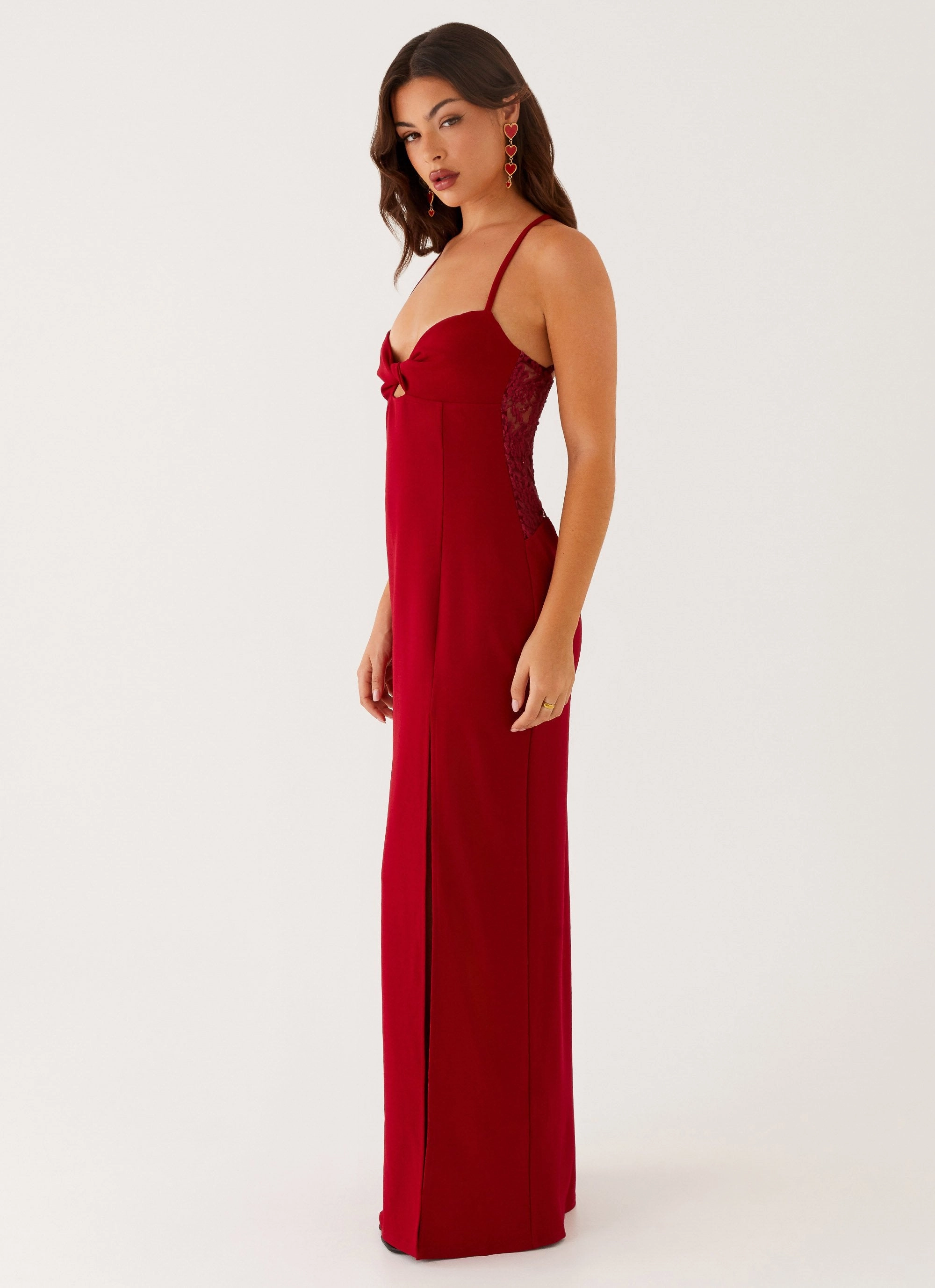 Heartbreaker Maxi Dress - Deep Red Pink Glow Flexible Waist