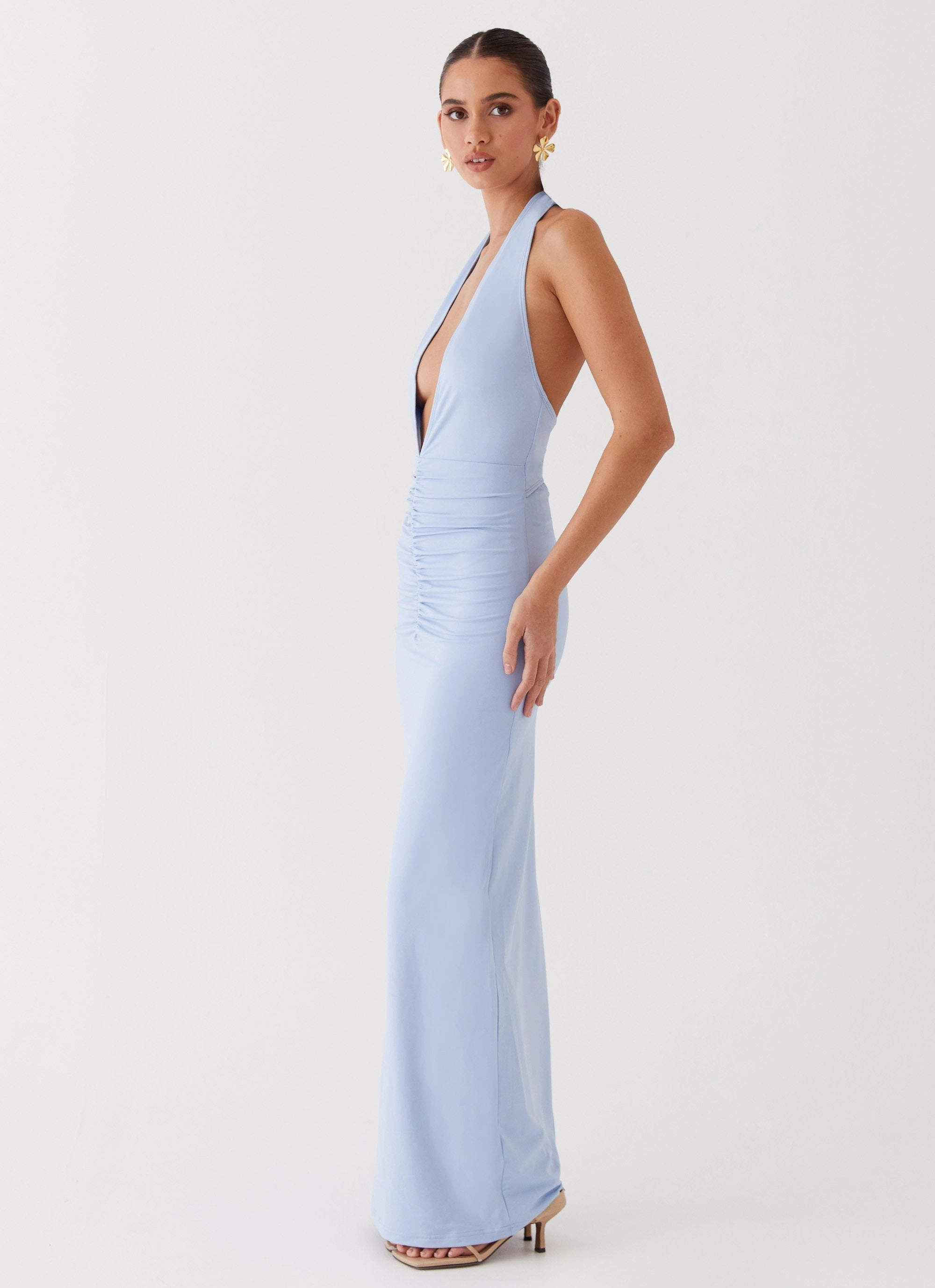 Whisked Away Halterneck Maxi Dress - Blue Daily Flex