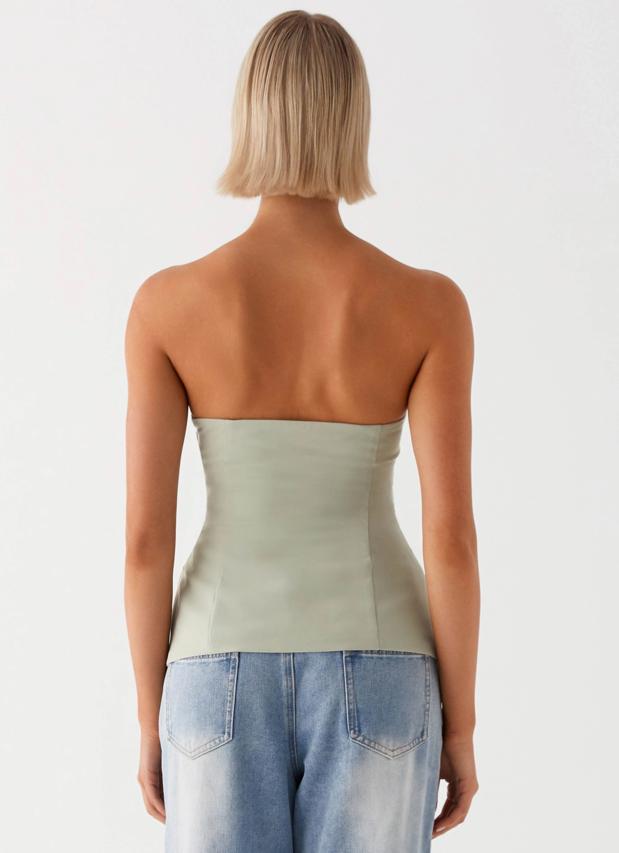 Micha Strapless Top - Khaki AdjustableDrawstring