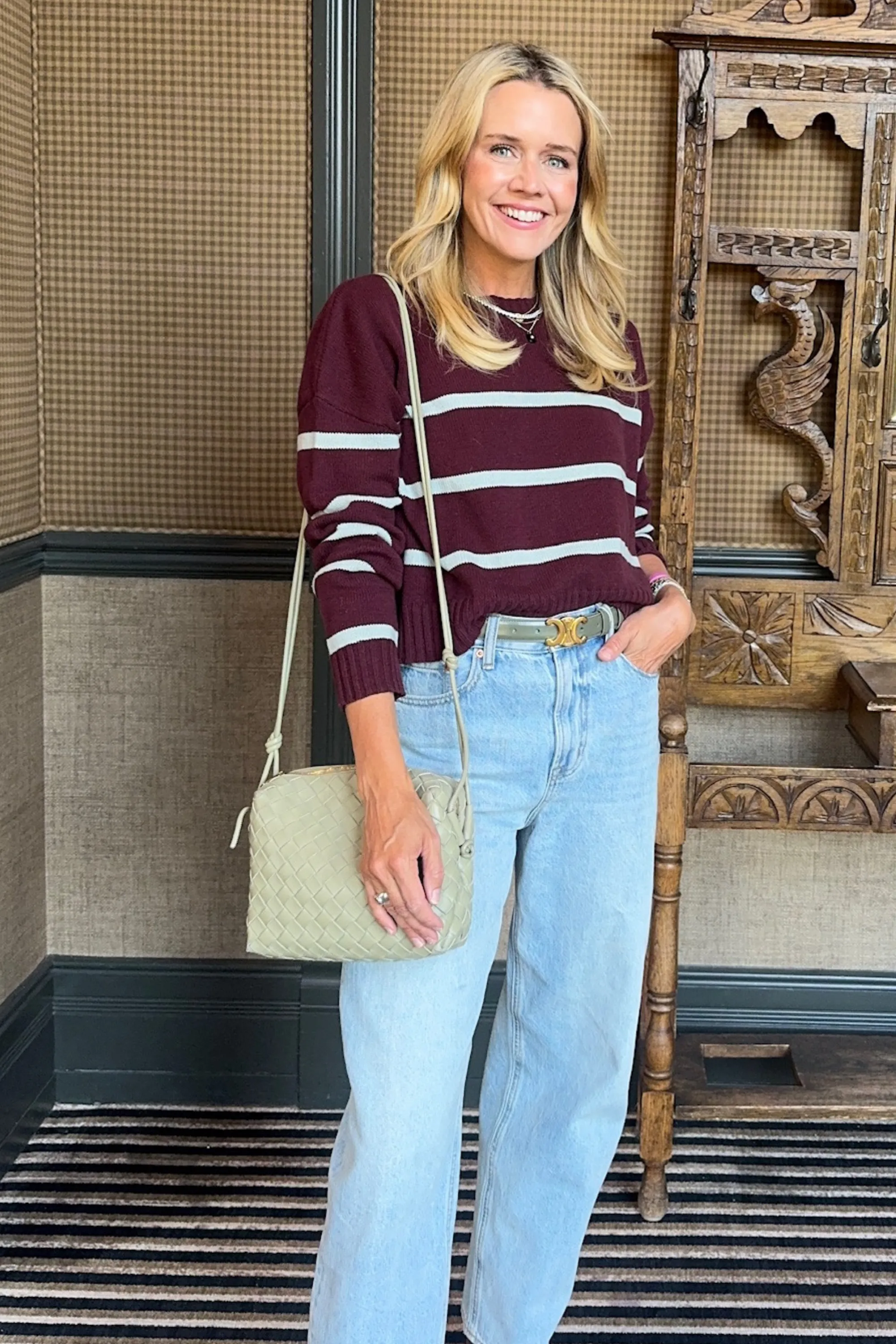 HeatRegulatingLining Perfect Fit Wear MASON'S DAUGHTER | Danielle Sweater, Burgundy & Gray Striped Knit