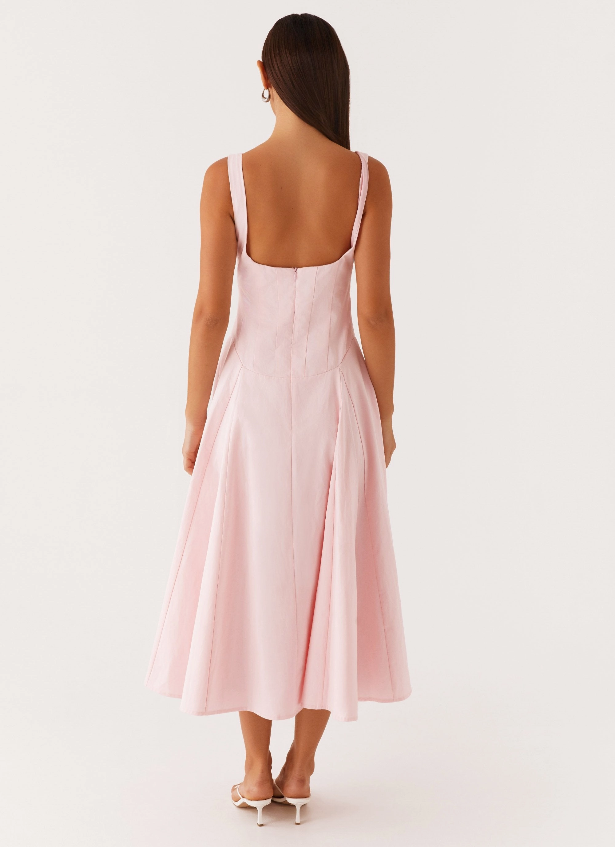 Ebony Midi Dress - Pastel Pink Urban Chic