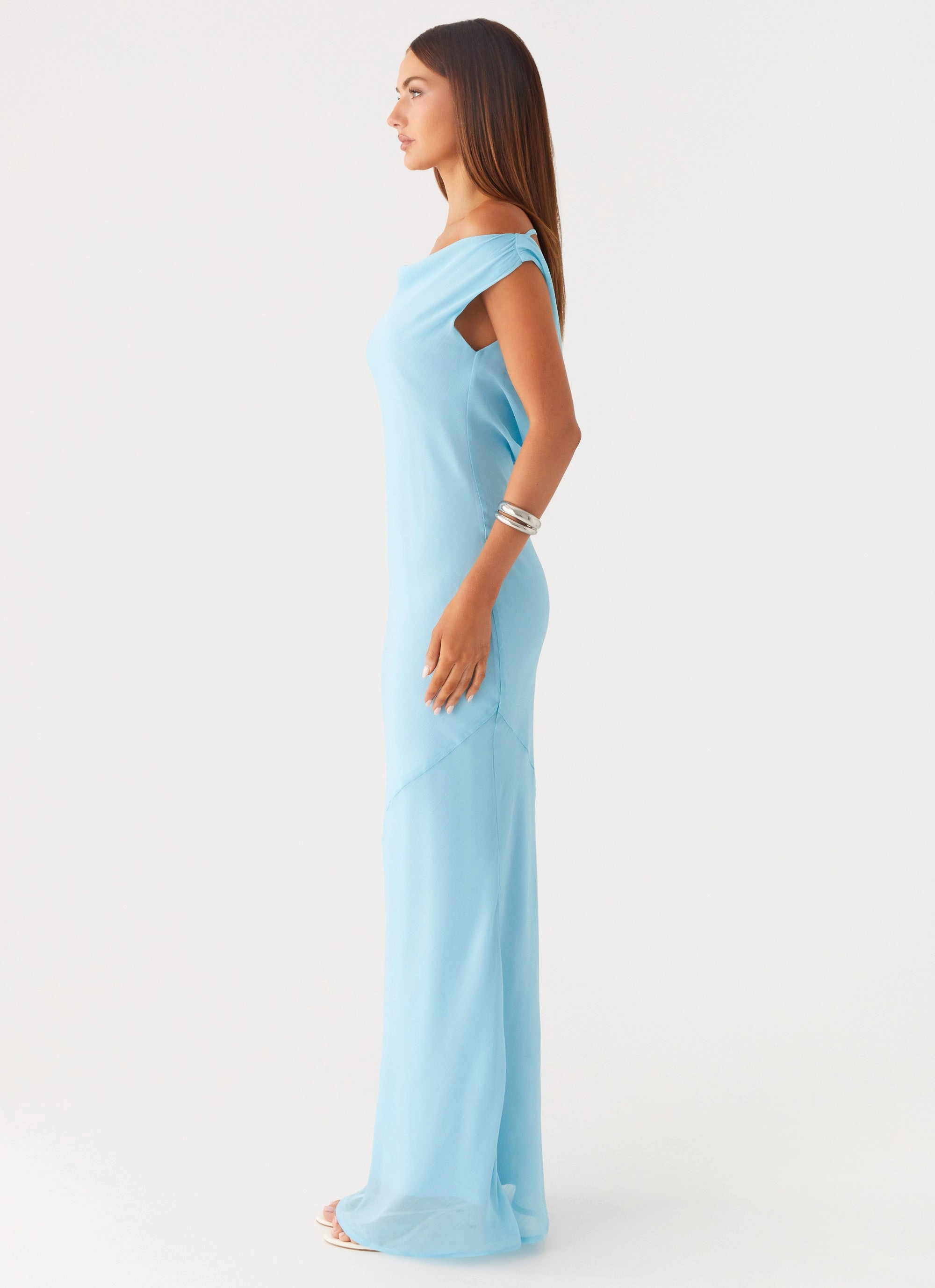 Brittany Chiffon Maxi Dress - Turquoise Smart Glide Smart Texture