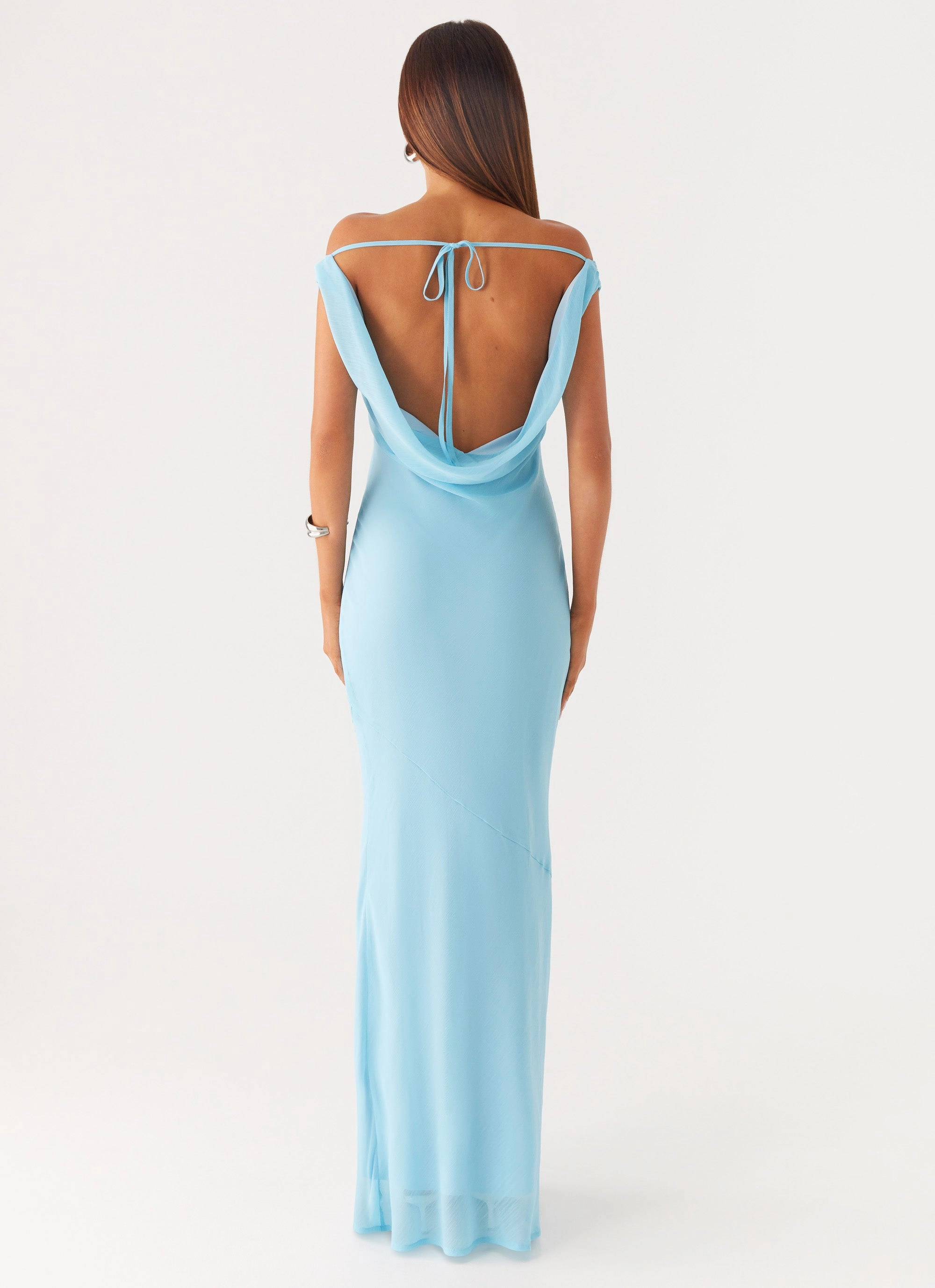 Brittany Chiffon Maxi Dress - Turquoise Light Wear Compact Fit