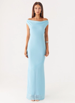 Luxe style Villa Mood Brittany Chiffon Maxi Dress - Turquoise