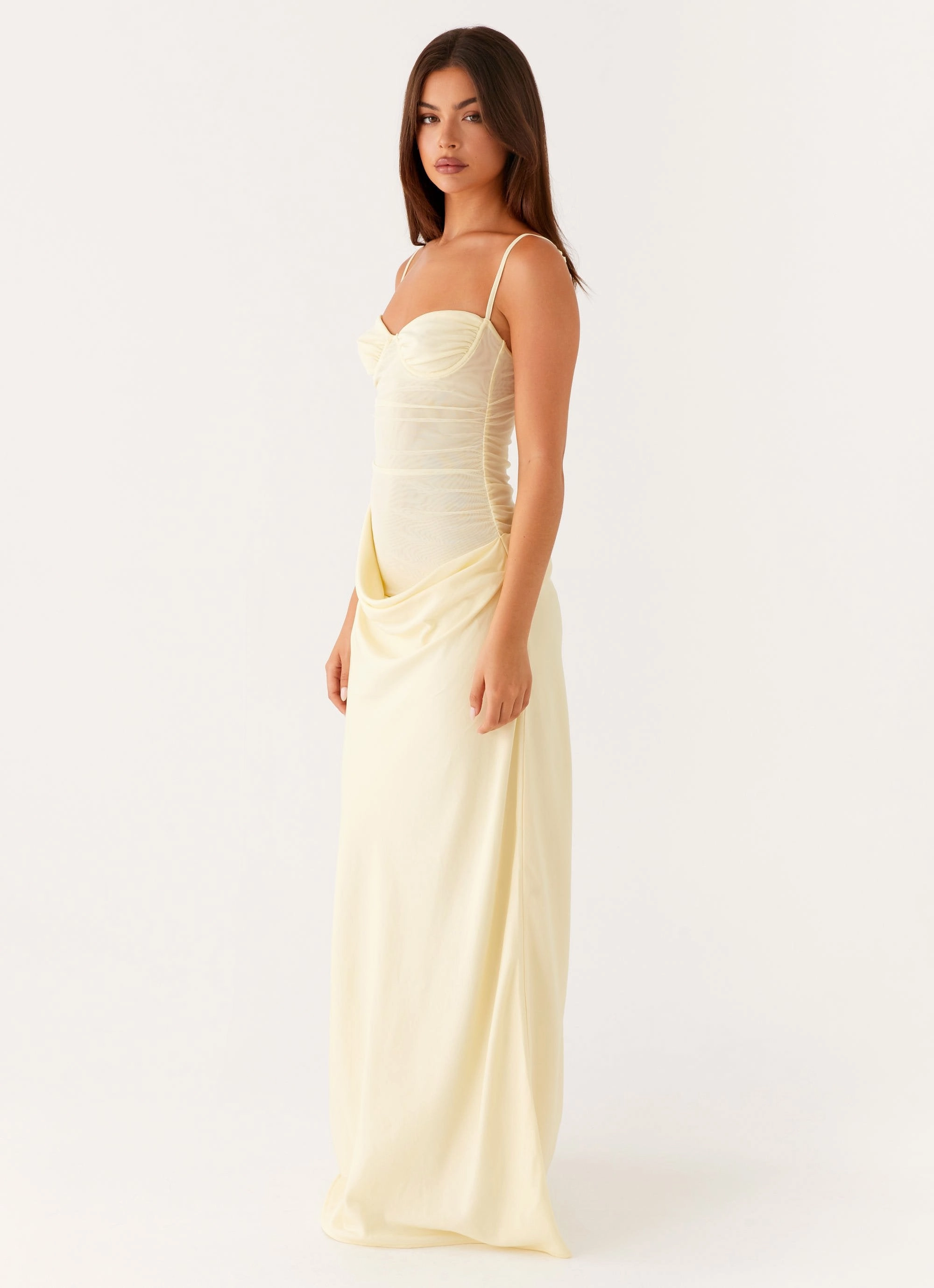 High low hem slim fit Romy Maxi Dress - Yellow
