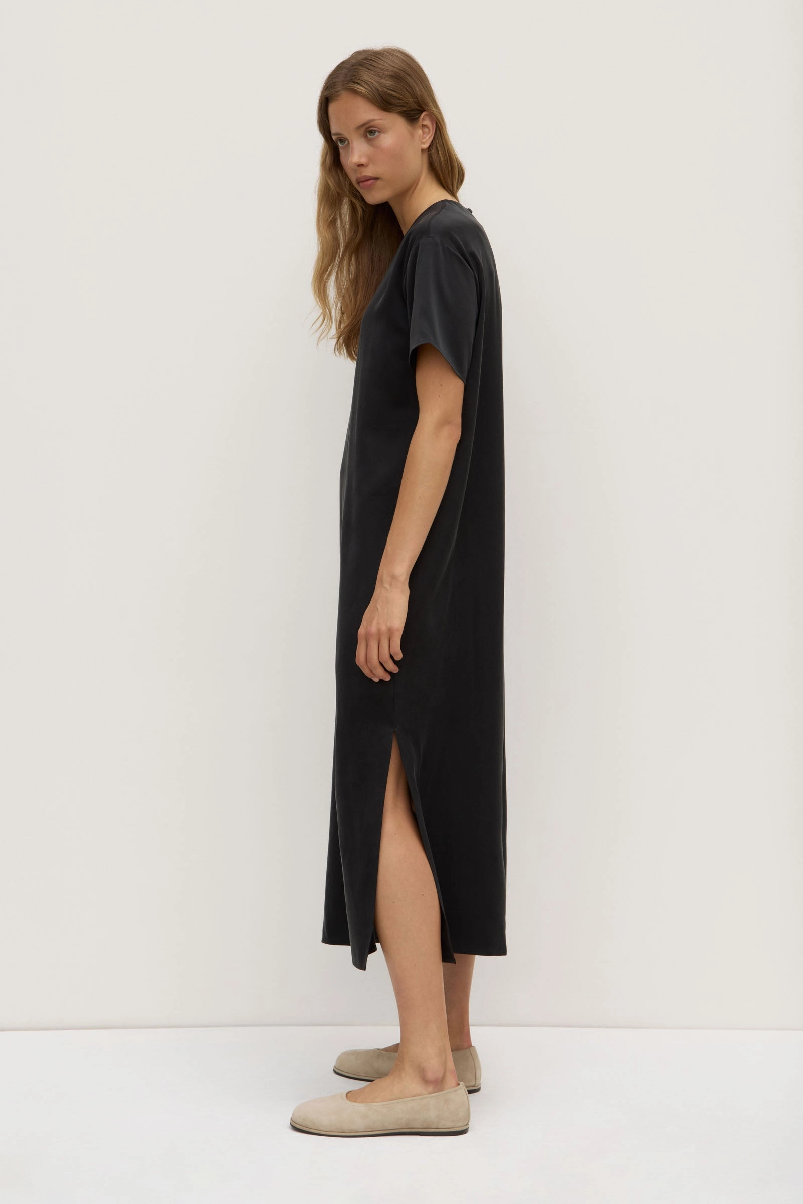 Sleek and Flattering Ena Silk Tee Dress
