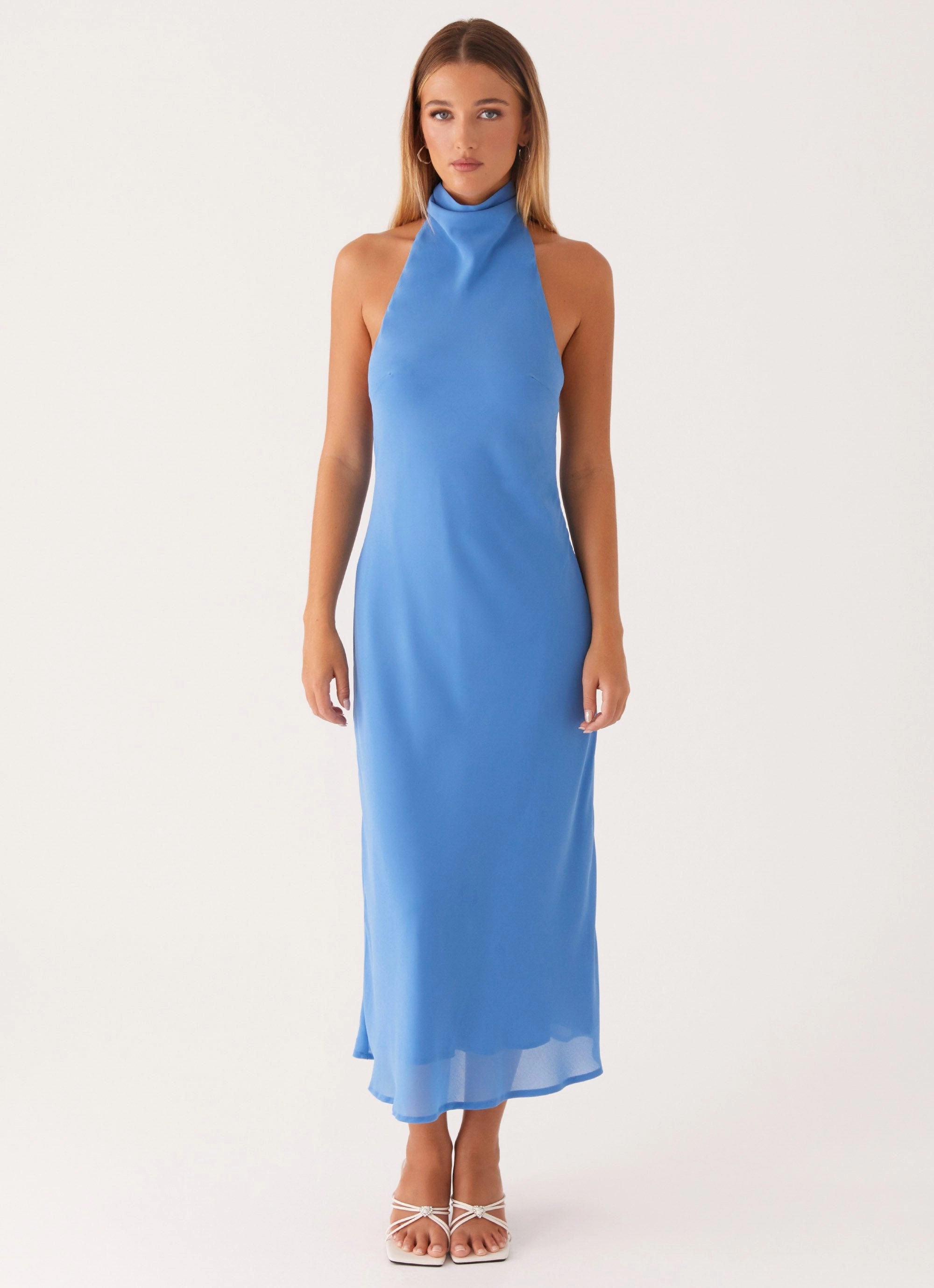 Shelly Midi Dress - Azure Subtle Stitch