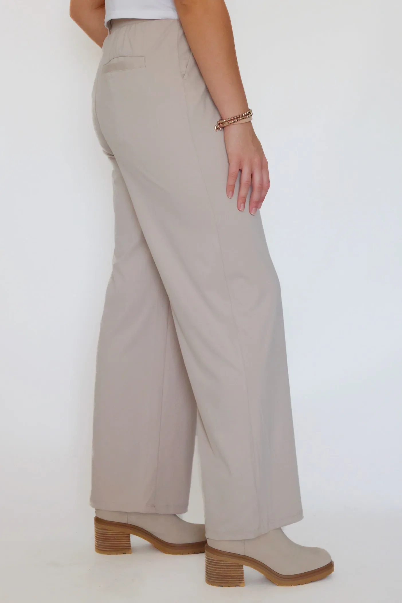 Sporty Touch Form Fitting Commuter Trousers- Cloud