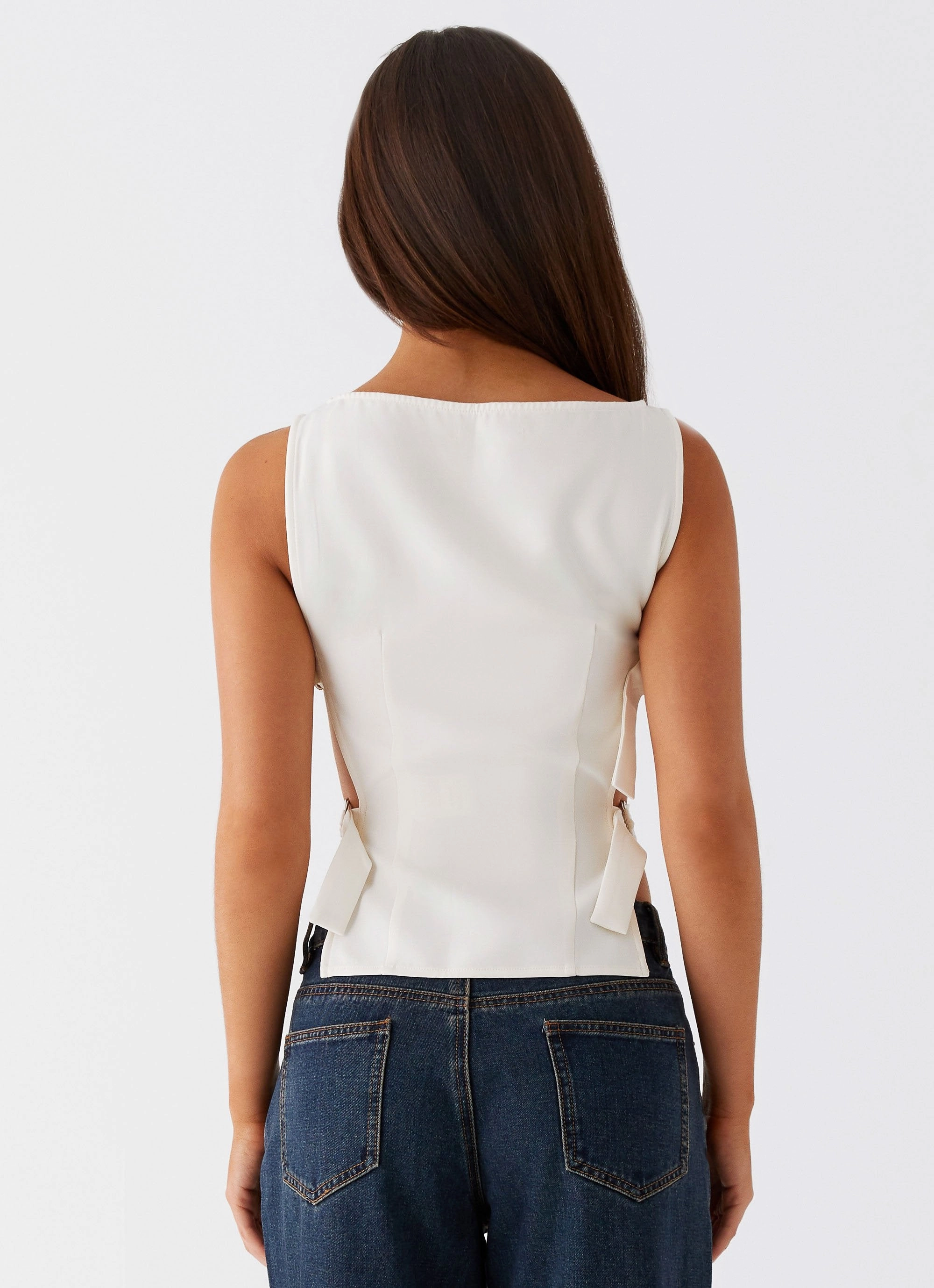 Cherish You Buckle Top - White Layered Ventilation Zones
