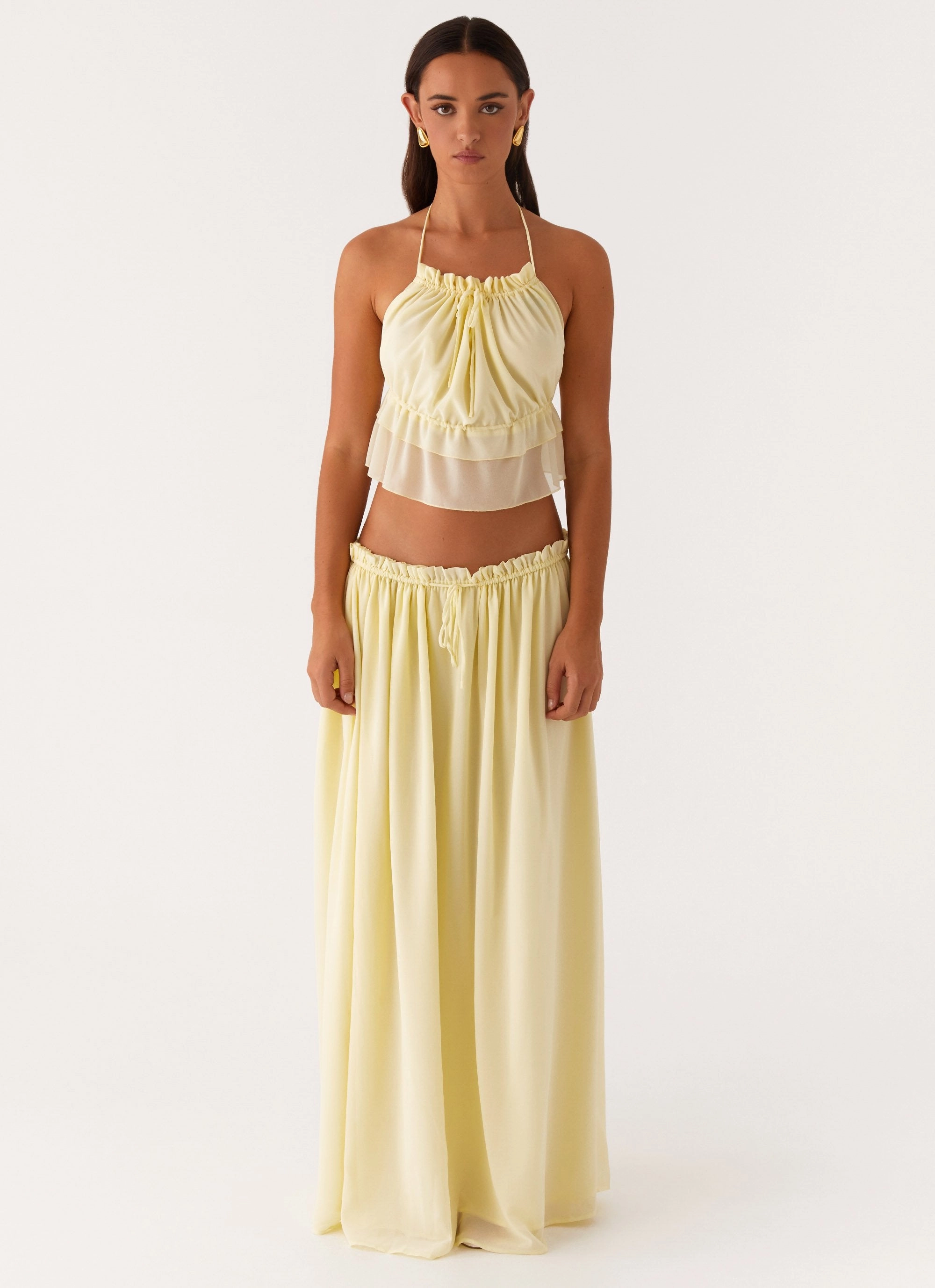 Zaya Backless Top - Yellow Stretch Blouse Classic Tank