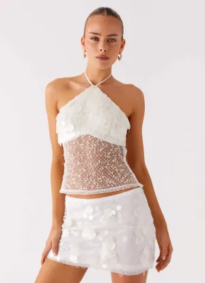 Shelly Halter Top - White Hypoallergenic fabric