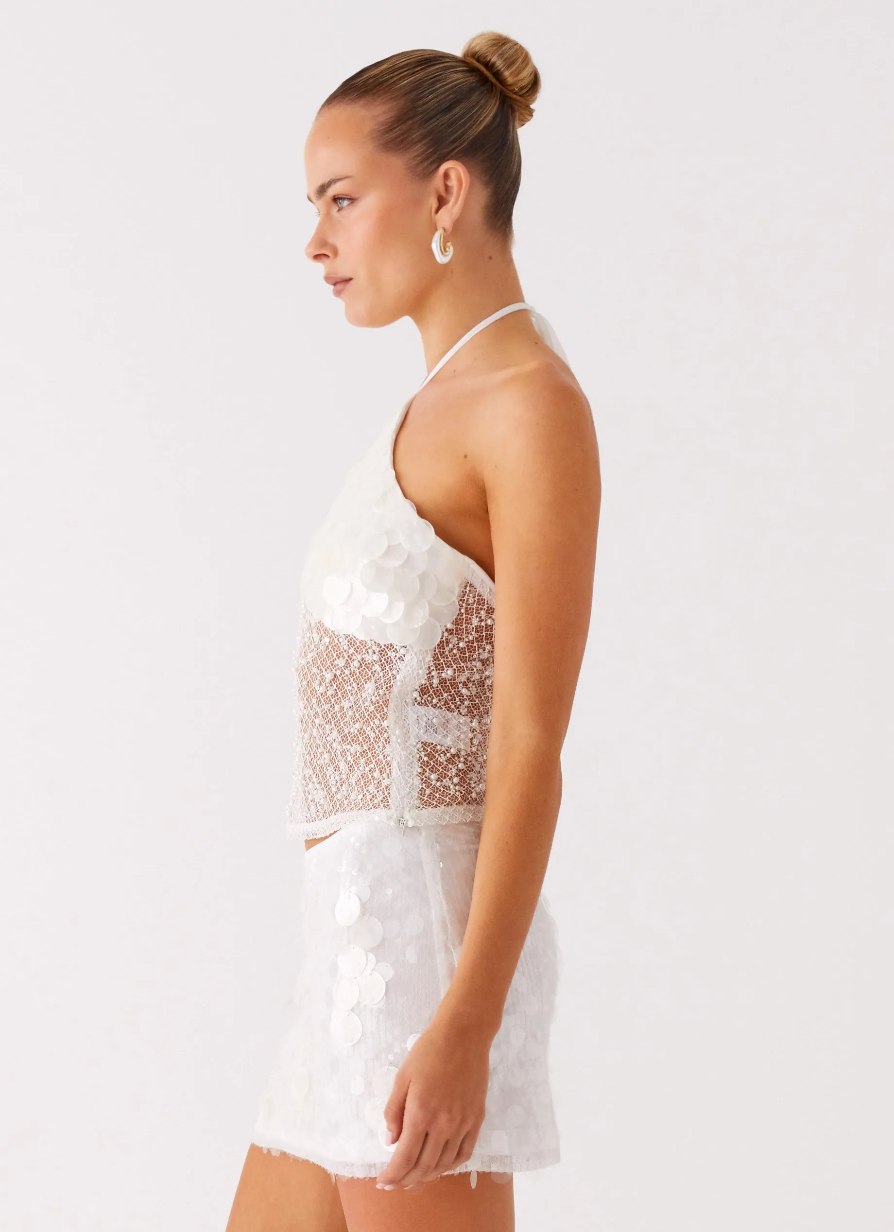 ReflectiveAccents Shelly Halter Top - White