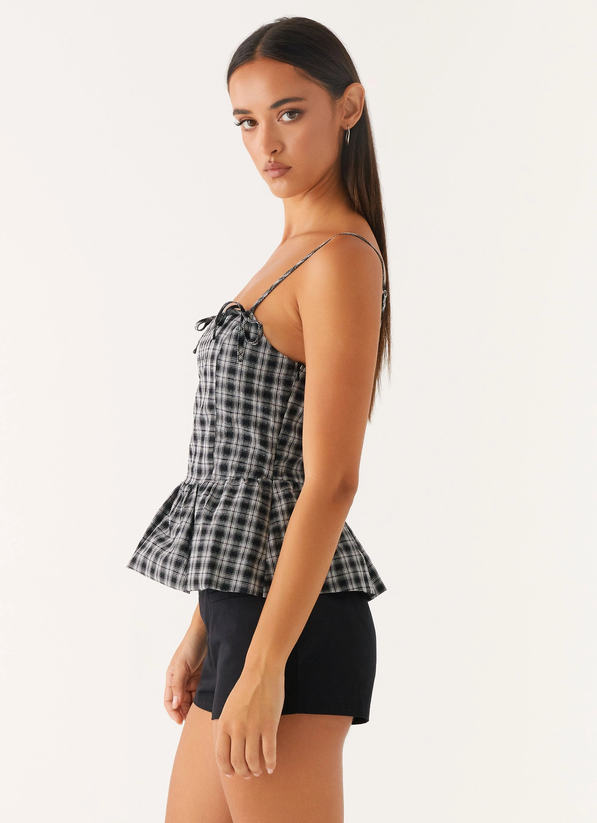 Active Urban Layer Seamless Technology Laura Top - White Black Check