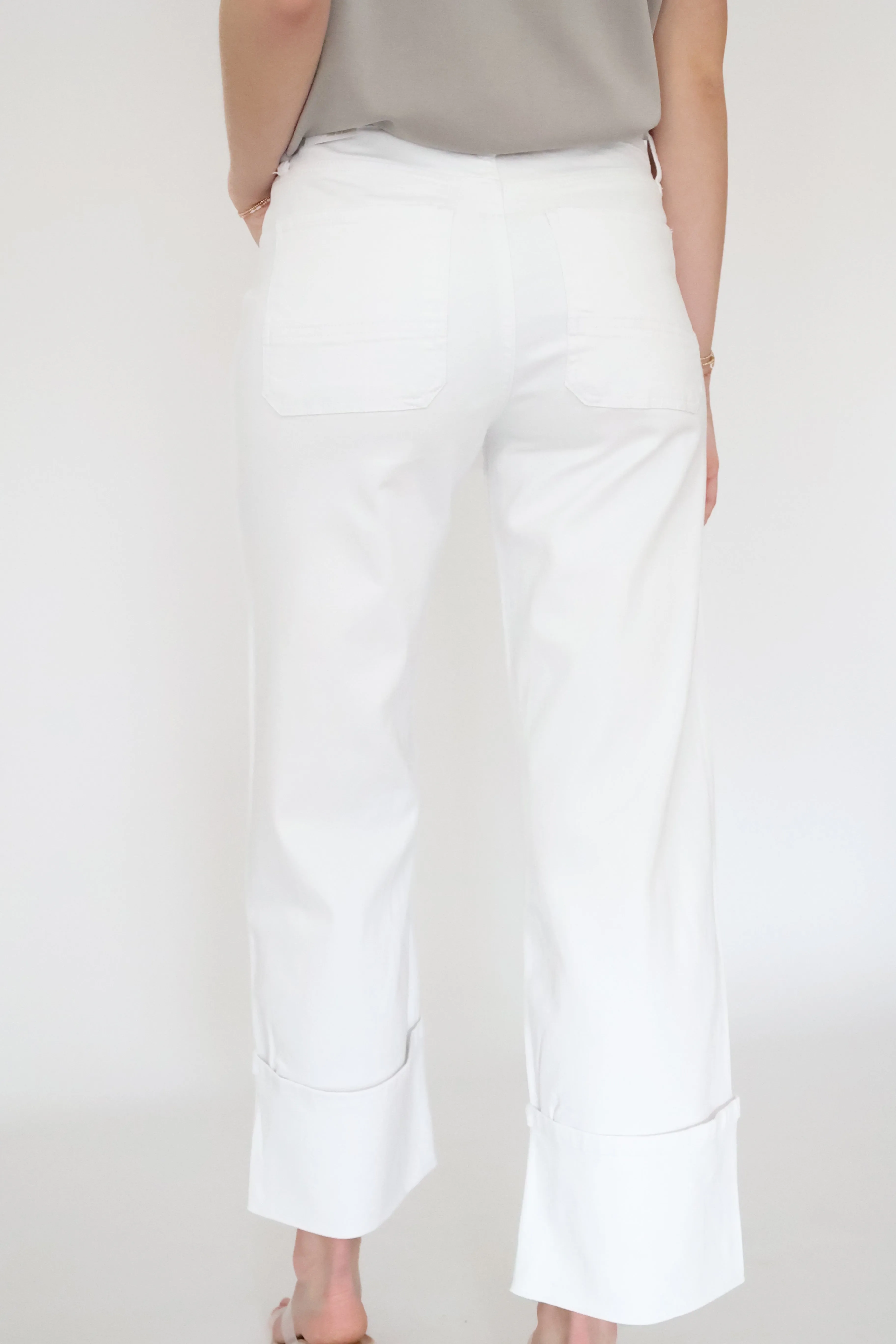 Sporty Stretch Fit Charlotte High Rise Wide Leg Jean - Optic White (FINAL SALE)
