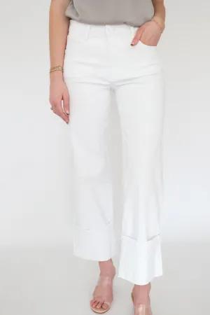 Anti Slip Waistband Charlotte High Rise Wide Leg Jean - Optic White (FINAL SALE)