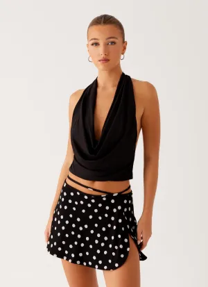 Unstructured Fit Ashi Cowl Top - Black