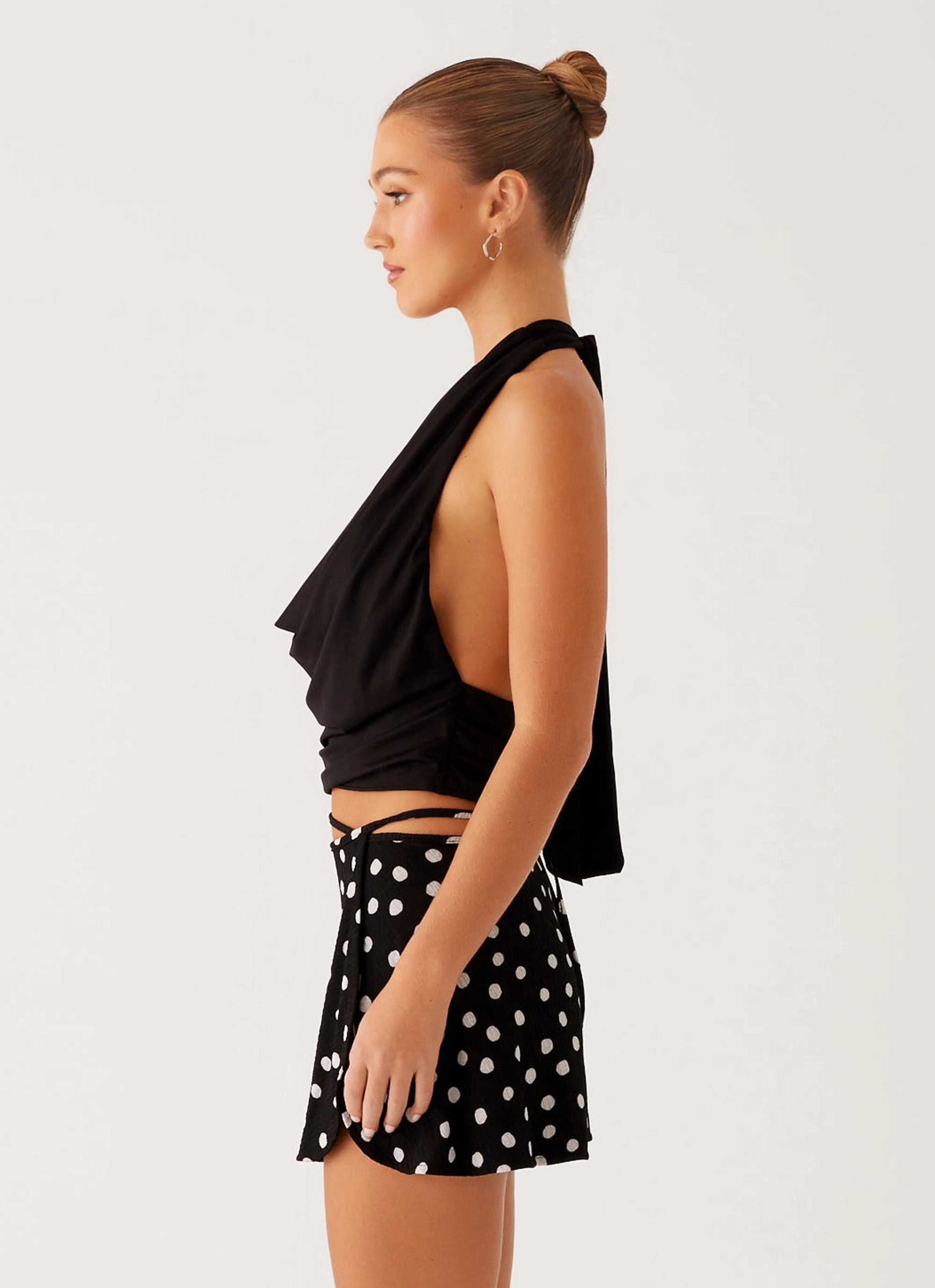 Ashi Cowl Top - Black Microfiber Technology