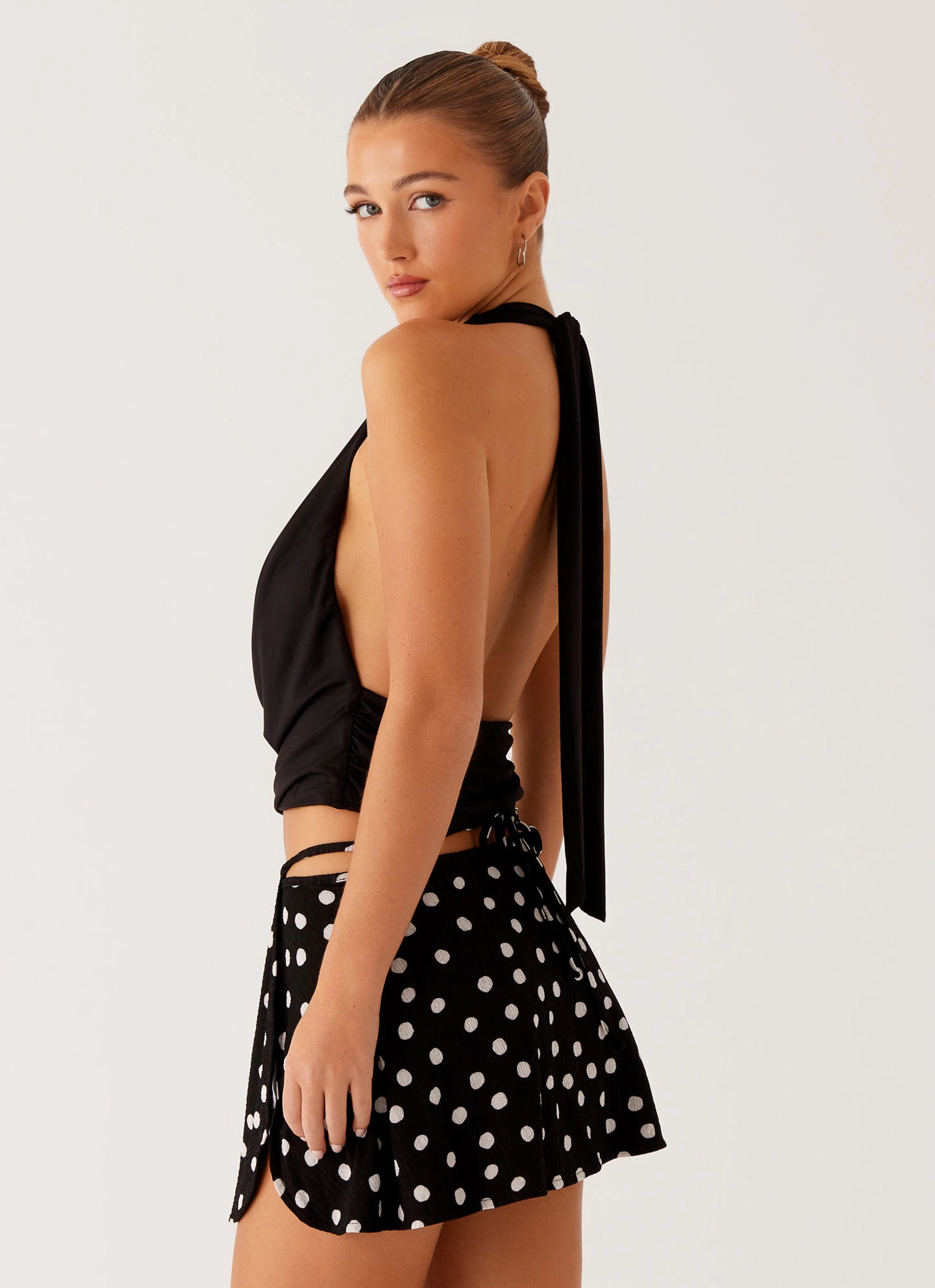 Ashi Cowl Top - Black Abrasion Resistant Surface Flexible Neckline