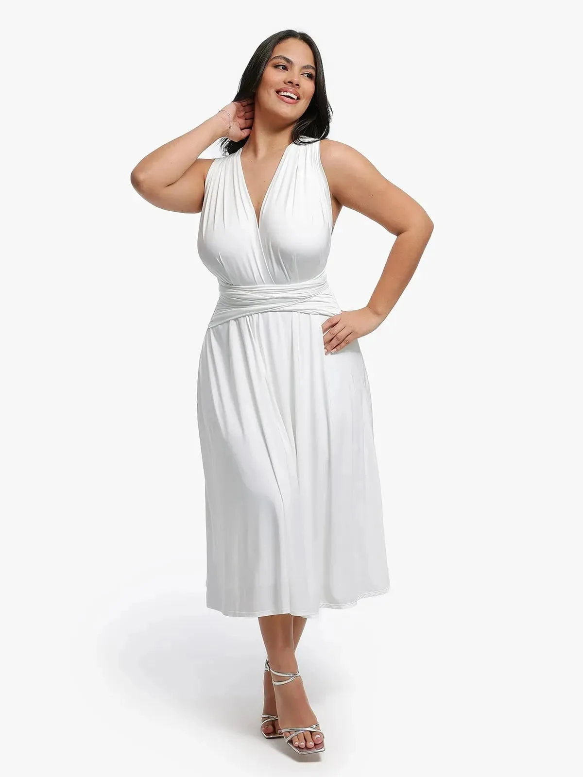 Easy Care Material Shapewear Convertible Infinity Sculpting Midi Dress