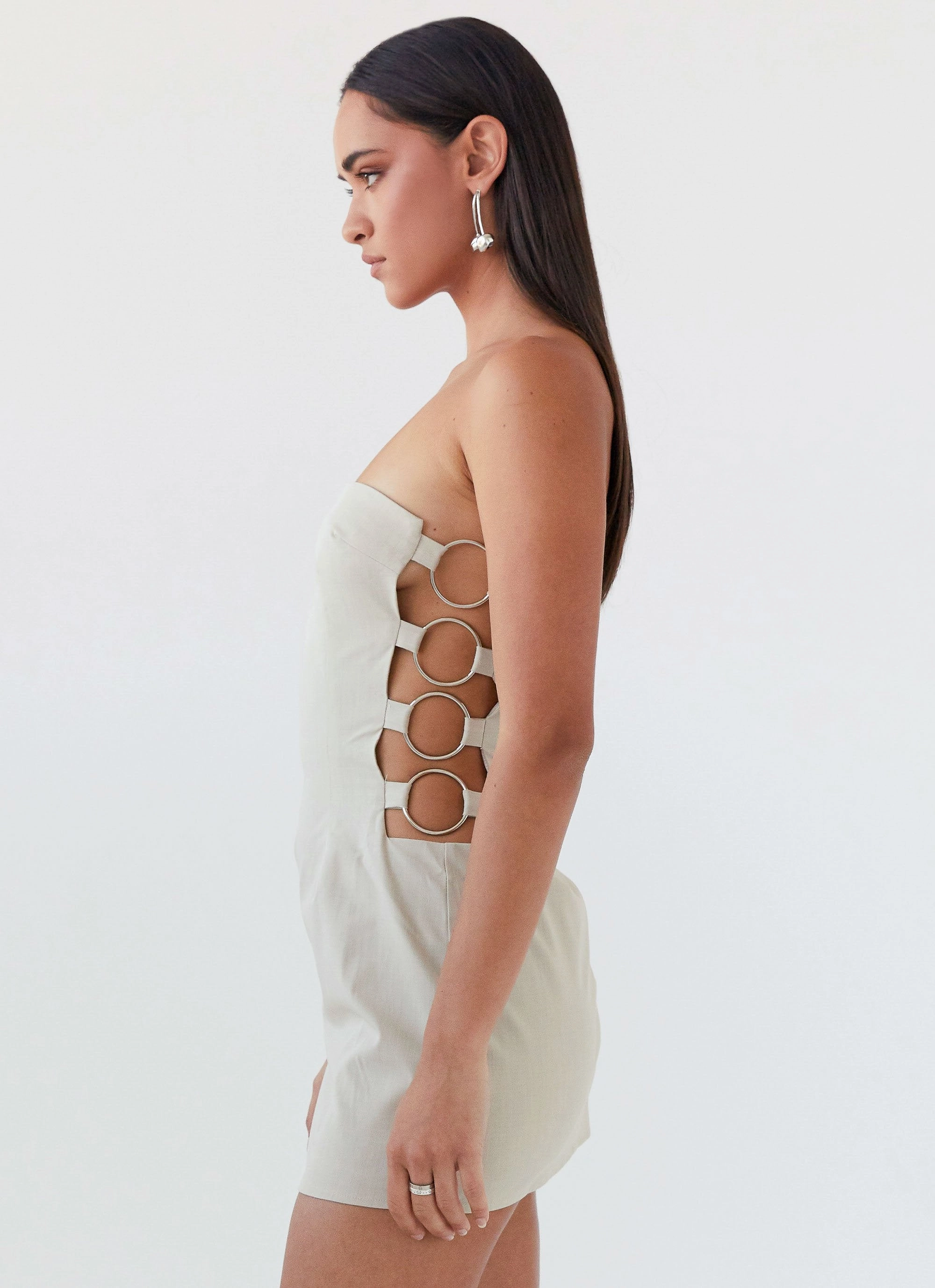 Conceited Strapless Mini Dress - Sand Hot Now