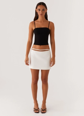 Easy Motion Embroidered Detail Concrete Jungle Mini Skirt - Off White