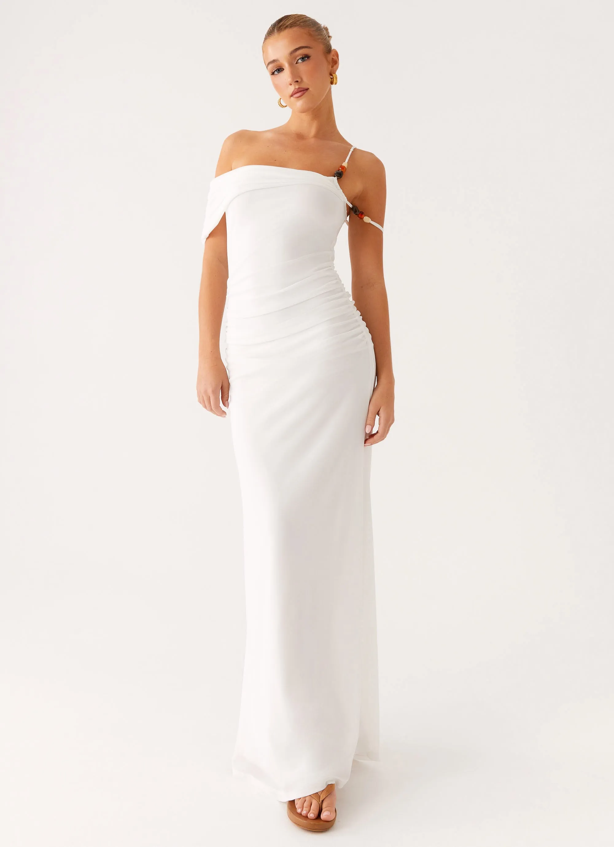 Conquer Maxi Dress - Off White Soft Weave Edgy Look
