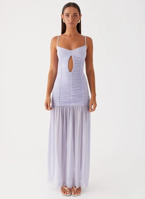 Bright Appeal Wrap-Style Constance Mesh Maxi Dress - Lavender
