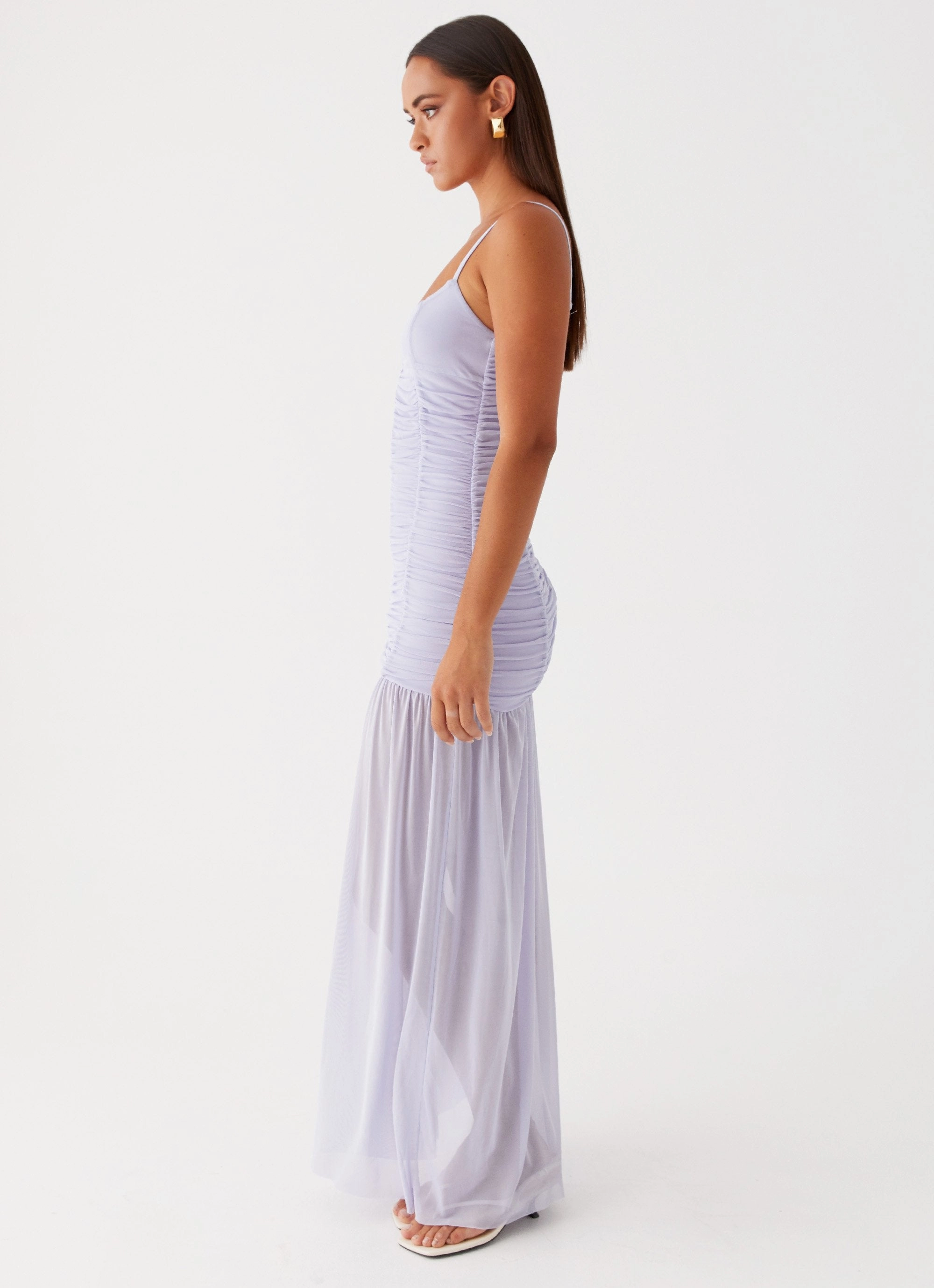 Happy Scent Evening Motion Constance Mesh Maxi Dress - Lavender