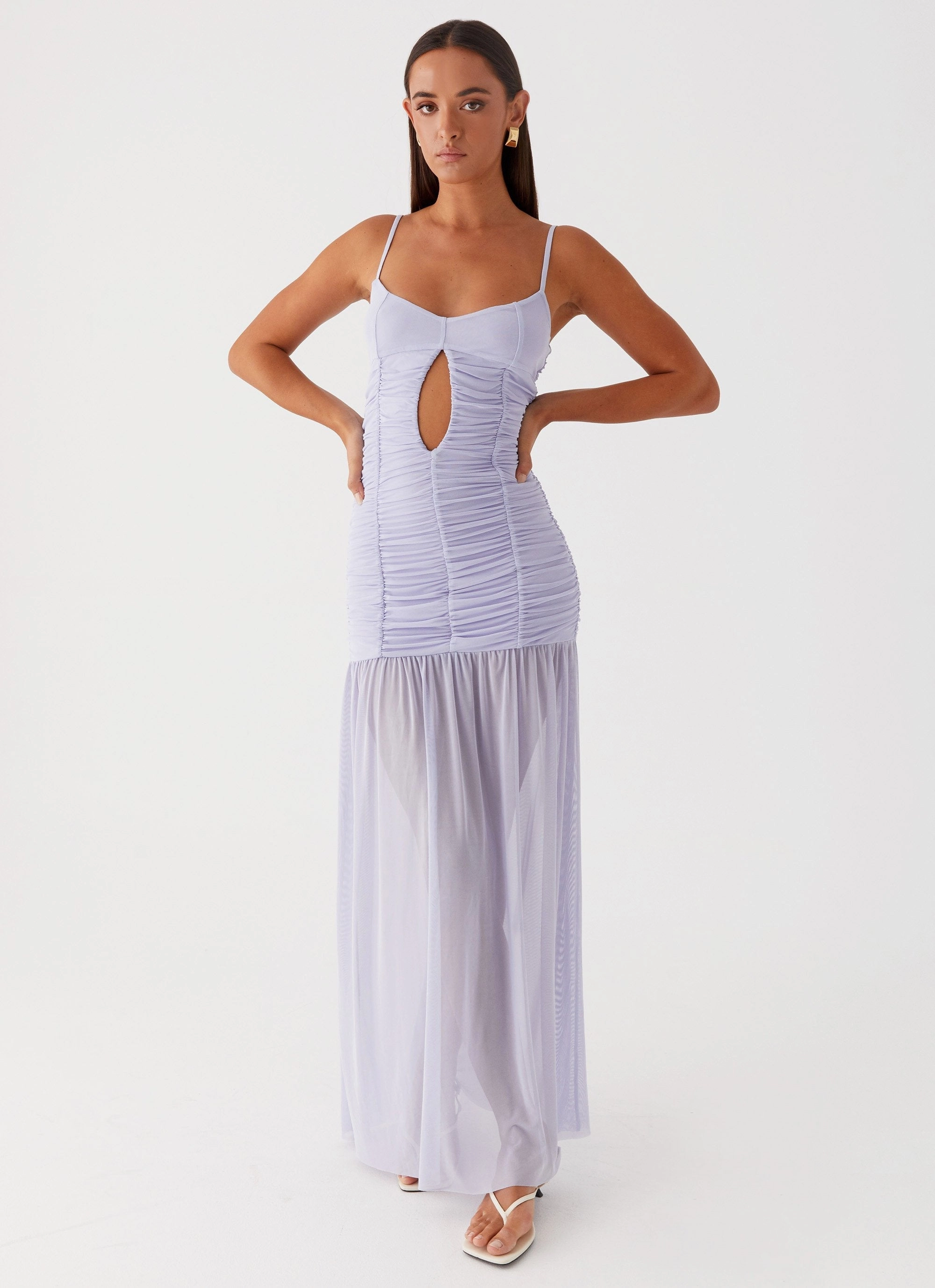Cozy Base Constance Mesh Maxi Dress - Lavender