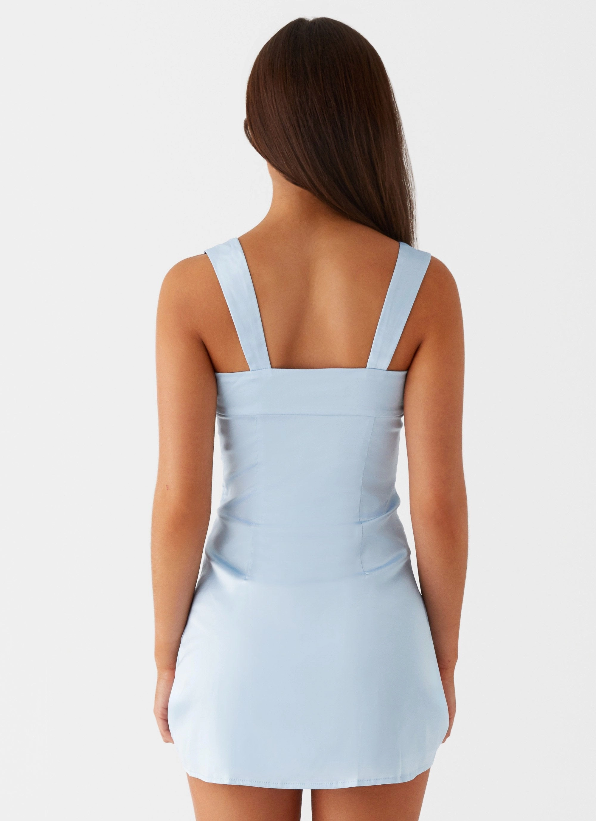 Unlined Look Odette Satin Mini Dress - Blue