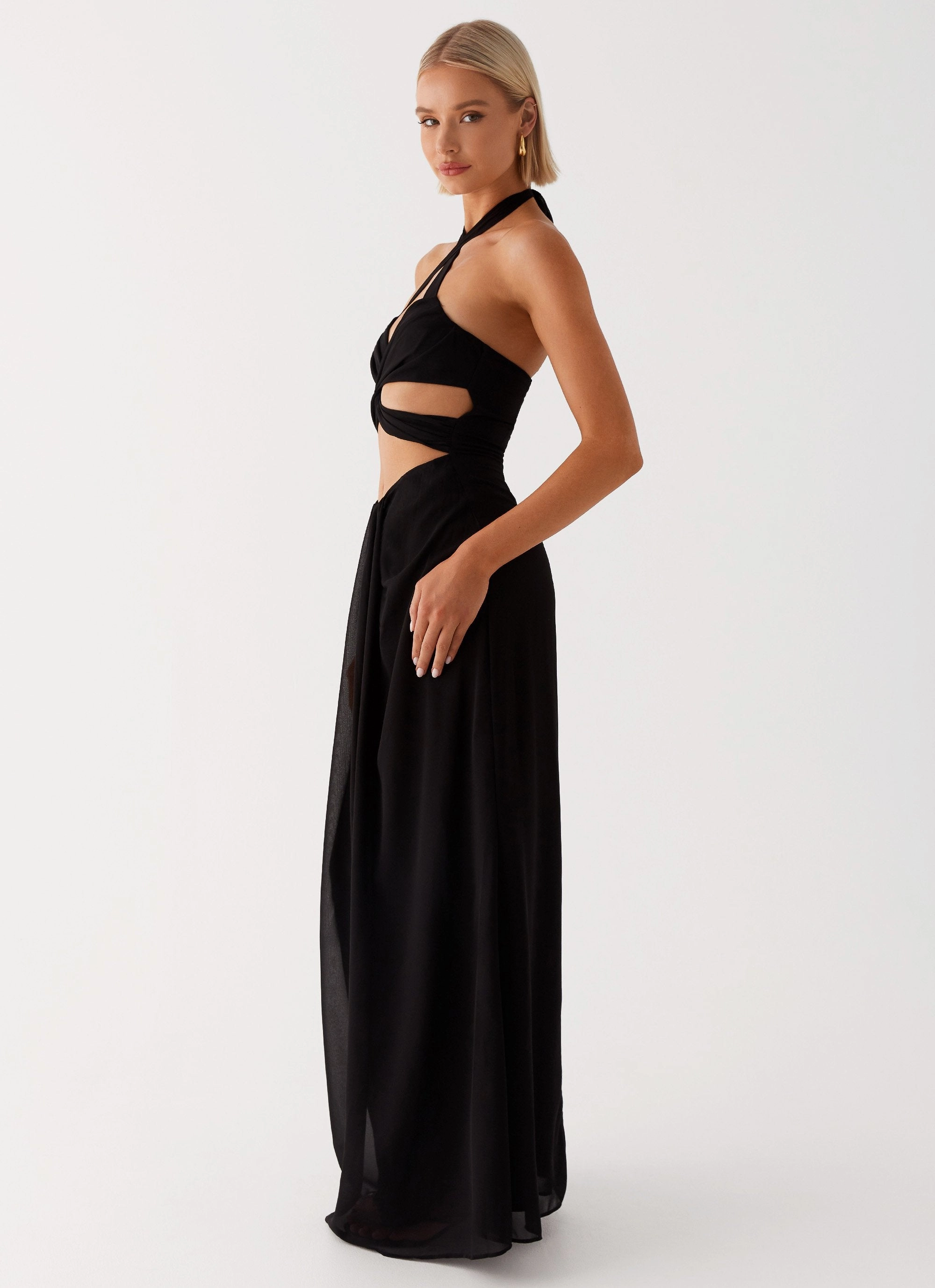 Romantic-Detail Textured Look Lady Marmalade Maxi Dress - Black
