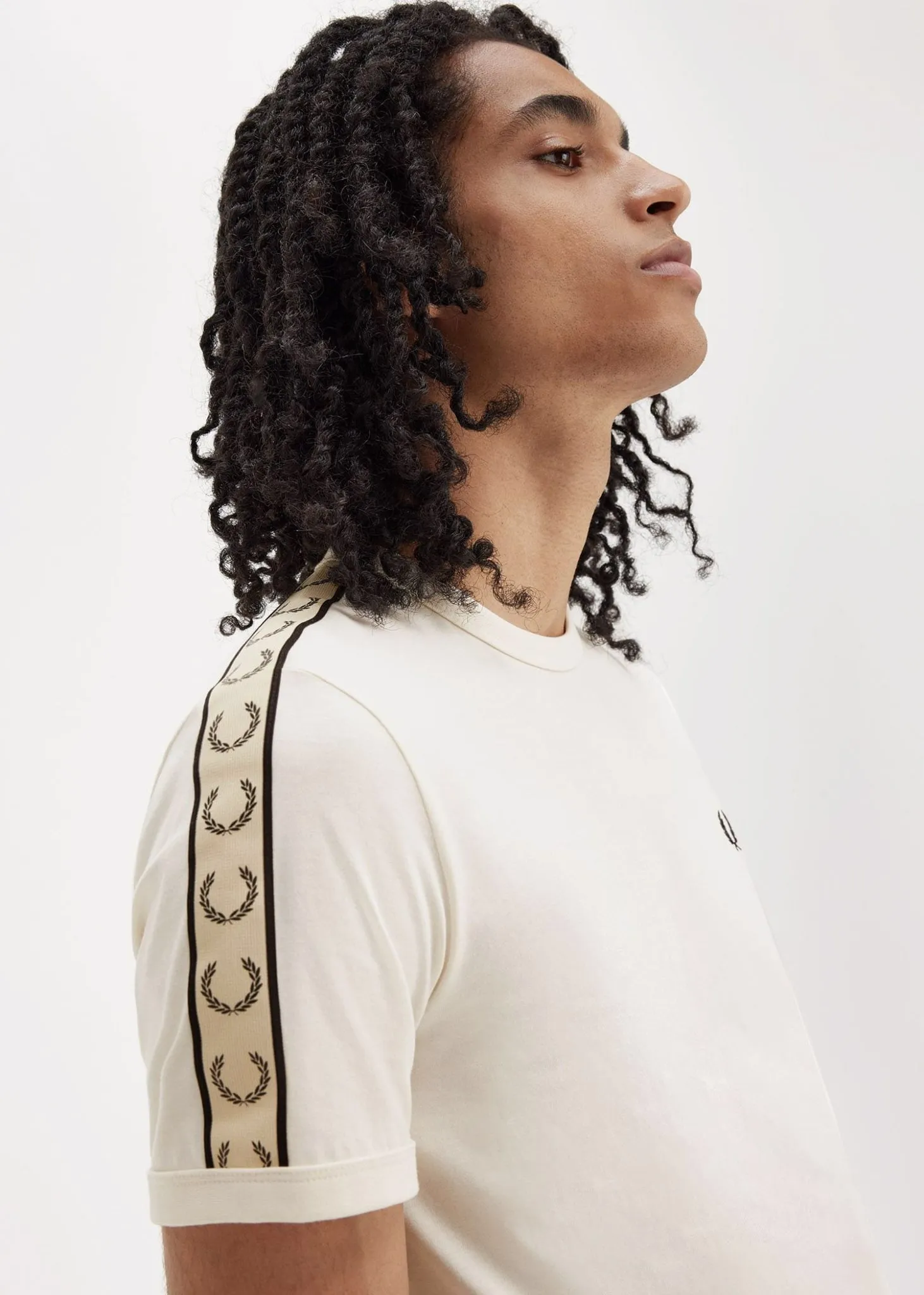 Contrast tape ringer t-shirt - ecru black