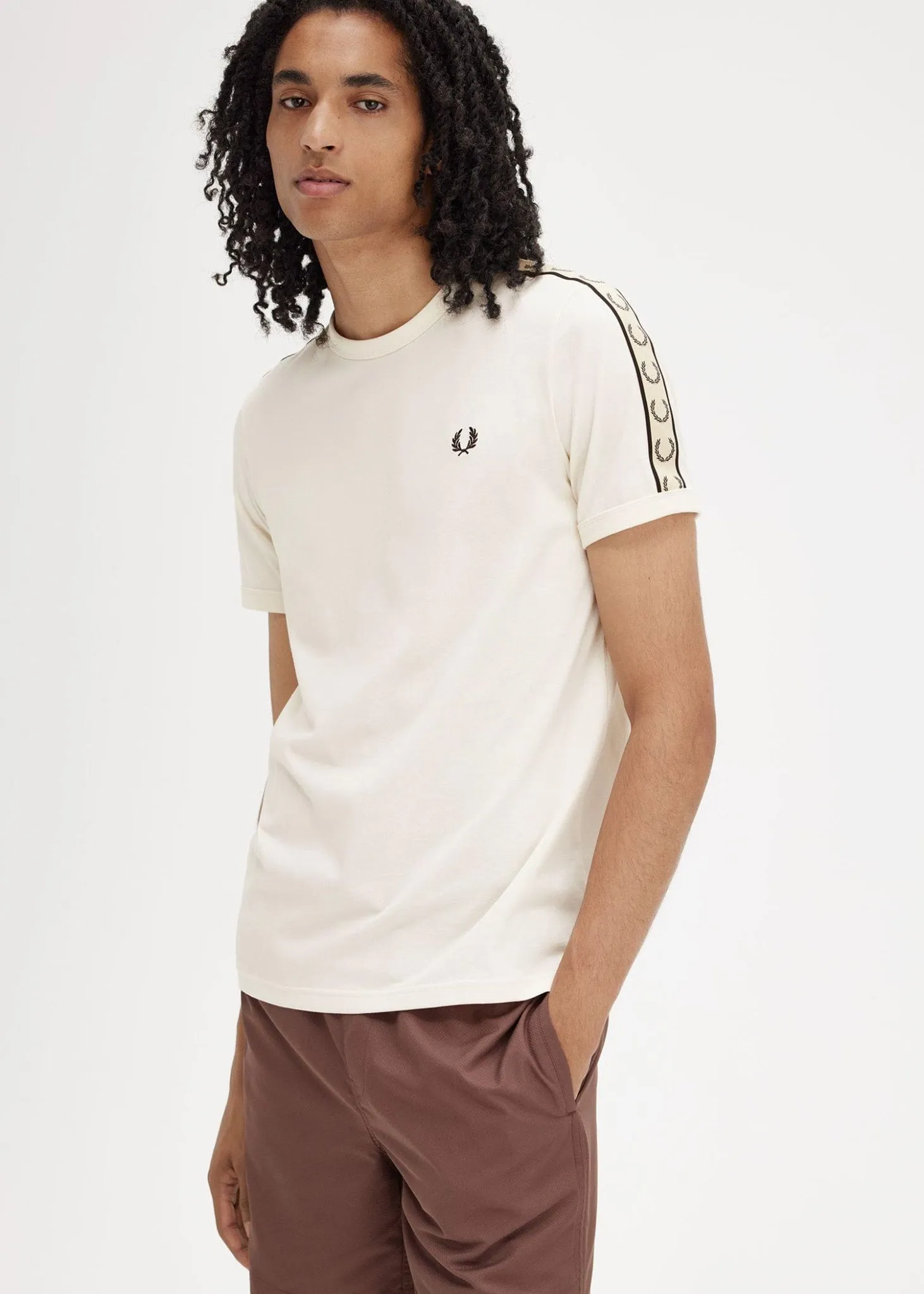 Contrast tape ringer t-shirt - ecru black