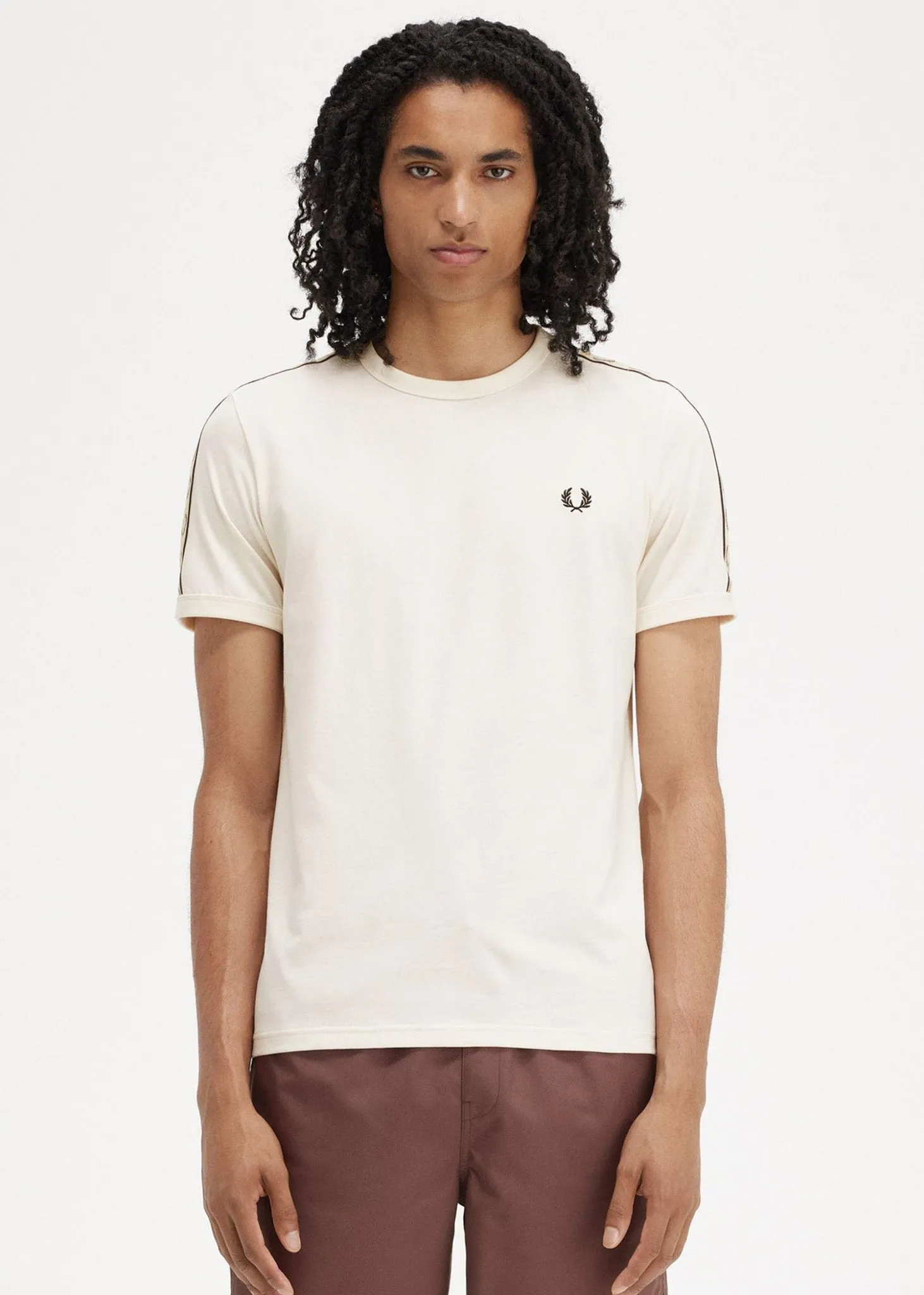 Contrast tape ringer t-shirt - ecru black
