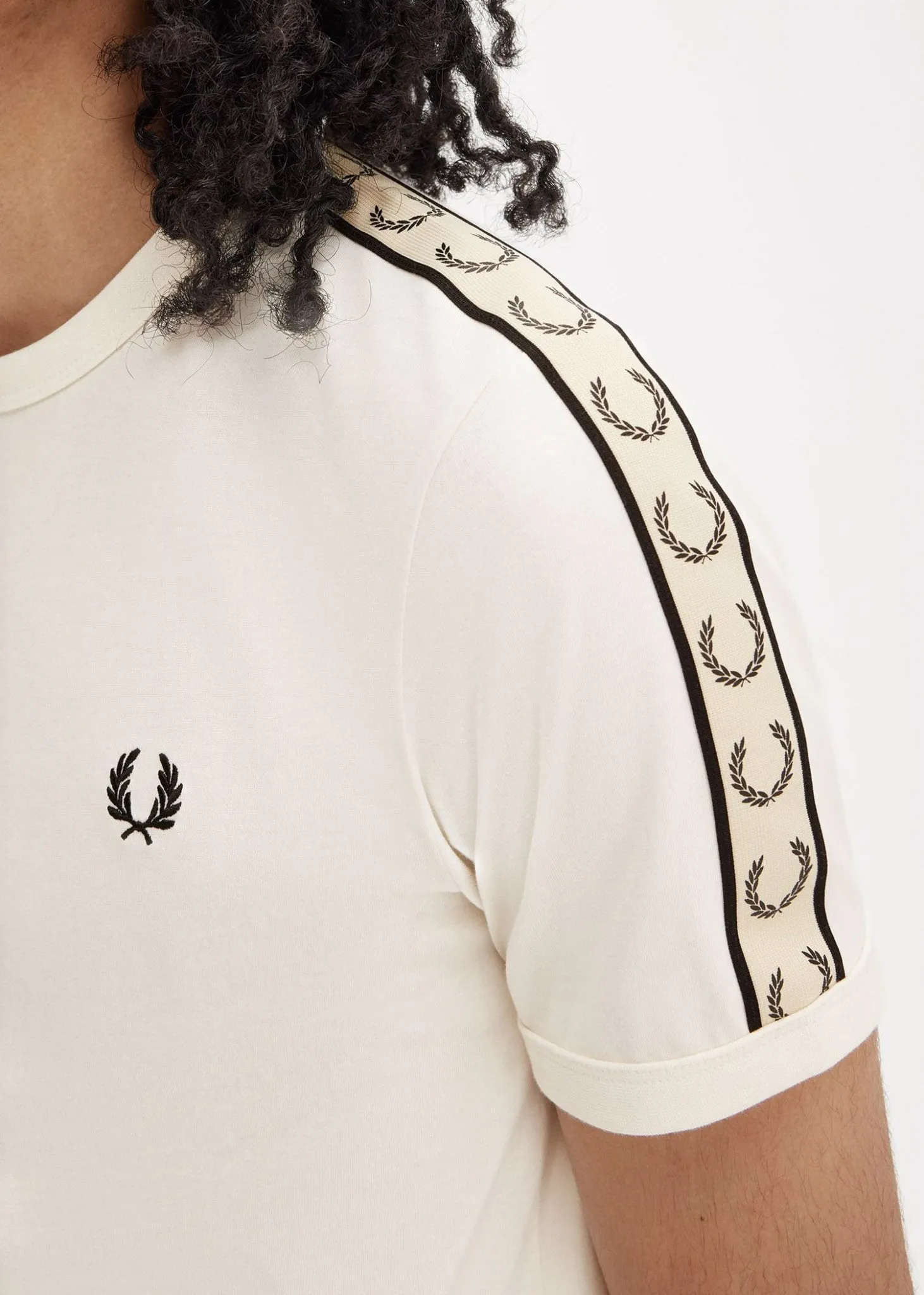 Contrast tape ringer t-shirt - ecru black