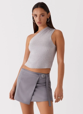 Eco friendly materials Indy One Shoulder Knit Top - Grey
