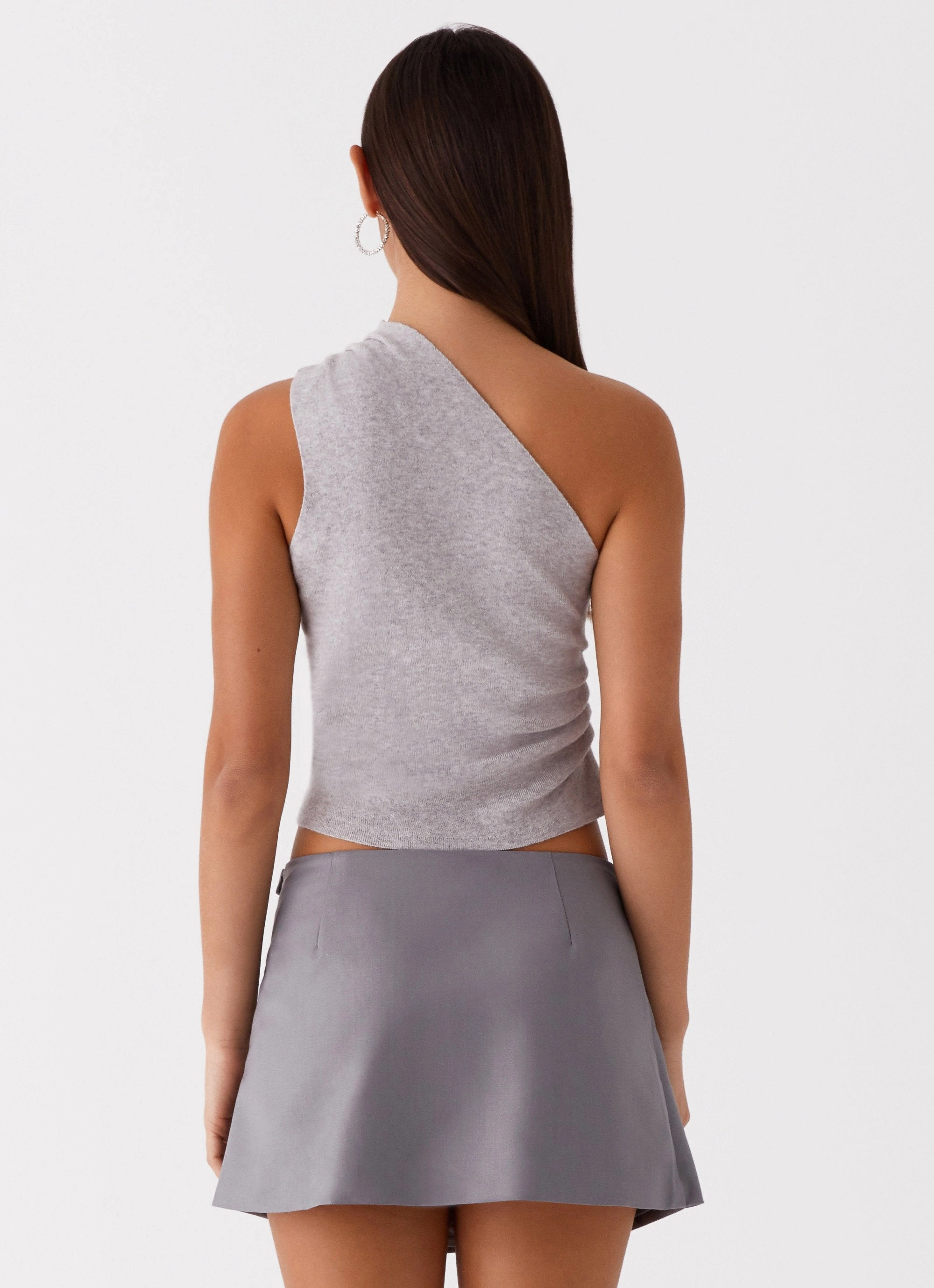 Indy One Shoulder Knit Top - Grey Durable Reinforced Shoulders