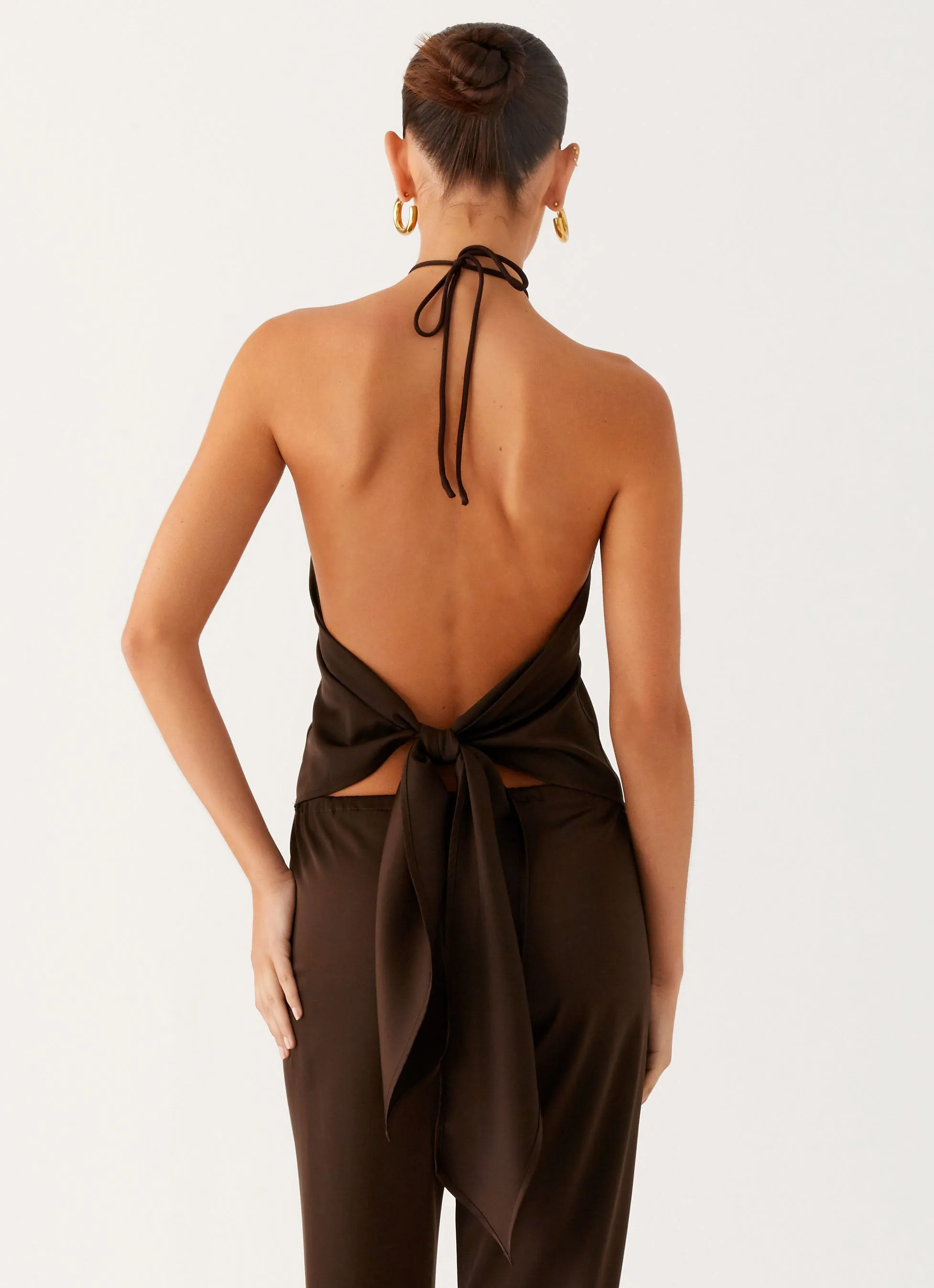 Jorjianna Halter Top - Chocolate AntiPill Surface SeamlessSidePanels