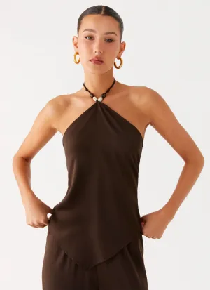 Jorjianna Halter Top - Chocolate Organic Cotton Blend
