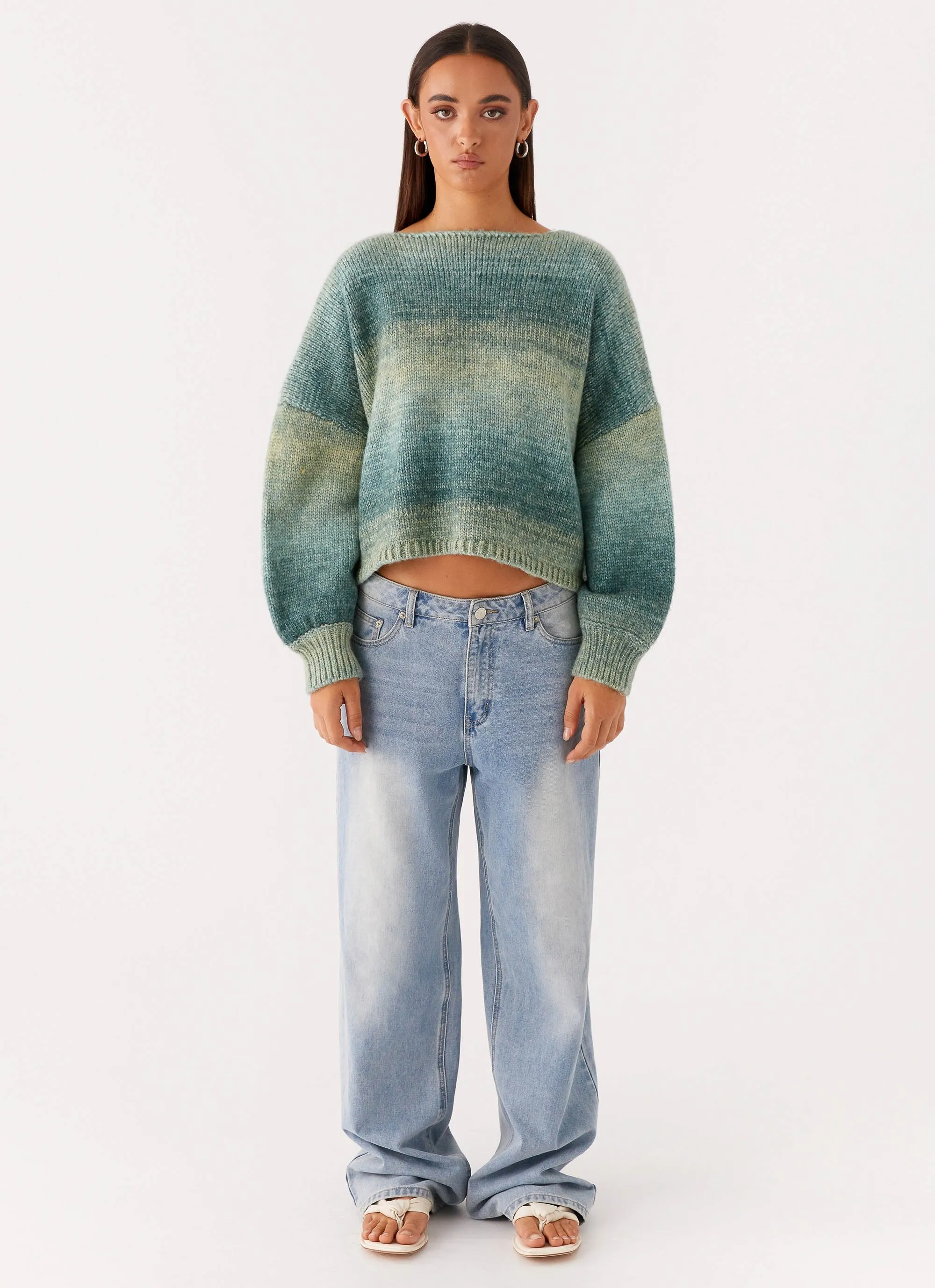 Eco Conscious Dye Process Lynne Oversized Jumper - Green Ombre