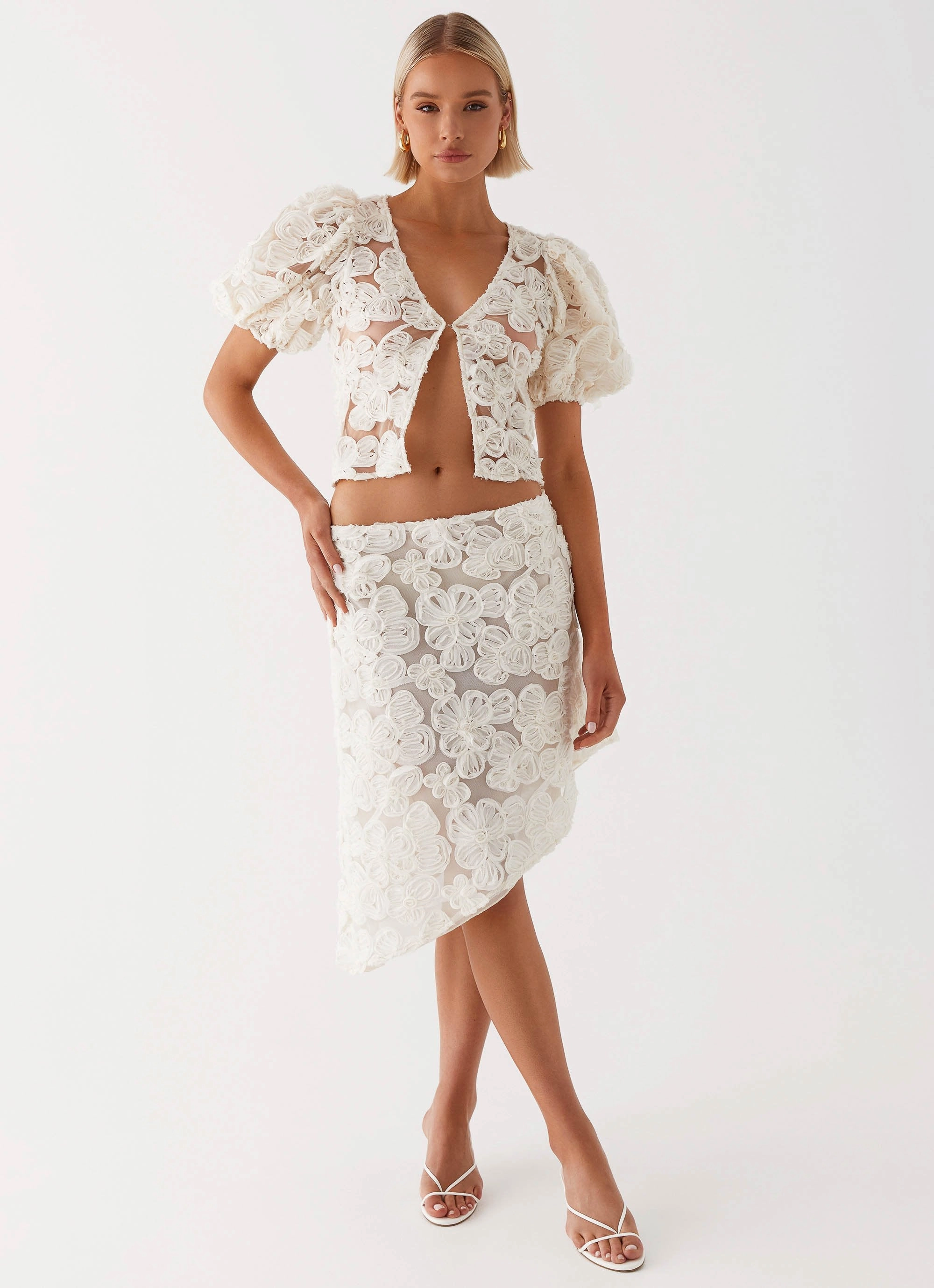 AntiStaticTreatment Classic Crew Neck Orchid Breeze Top - Ivory