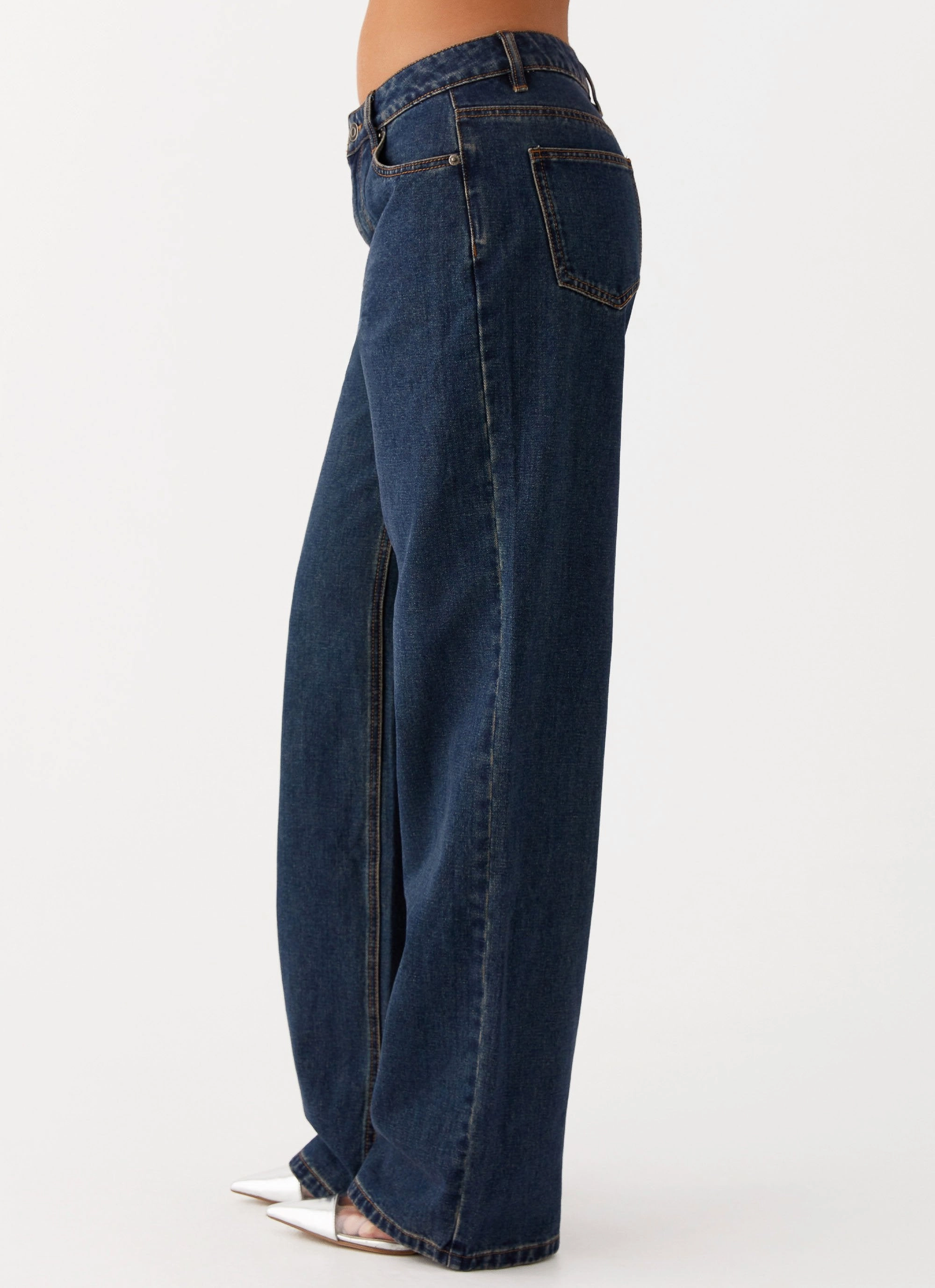 Keanna Low Rise Denim Jeans - Washed Denim Recycled fibers