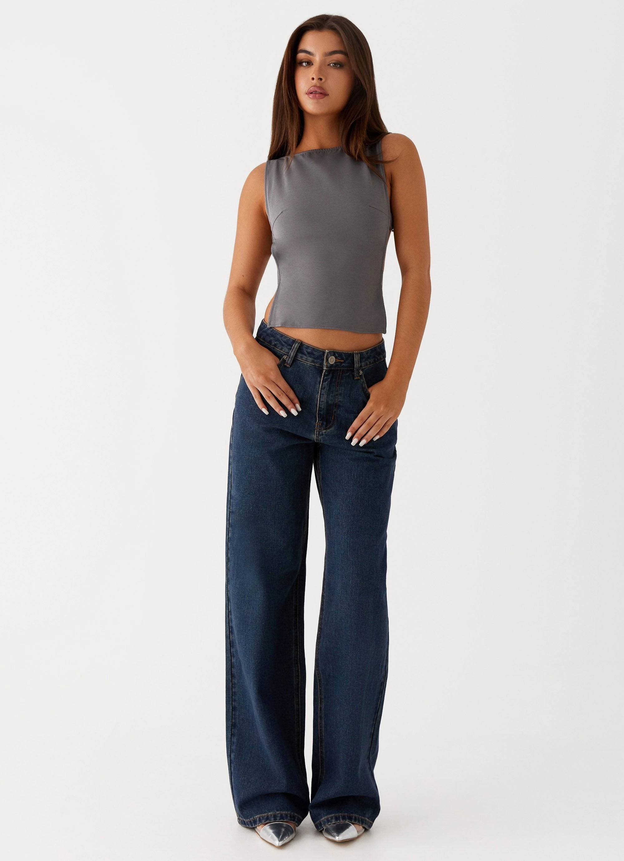 Keanna Low Rise Denim Jeans - Washed Denim Comfortable Wear