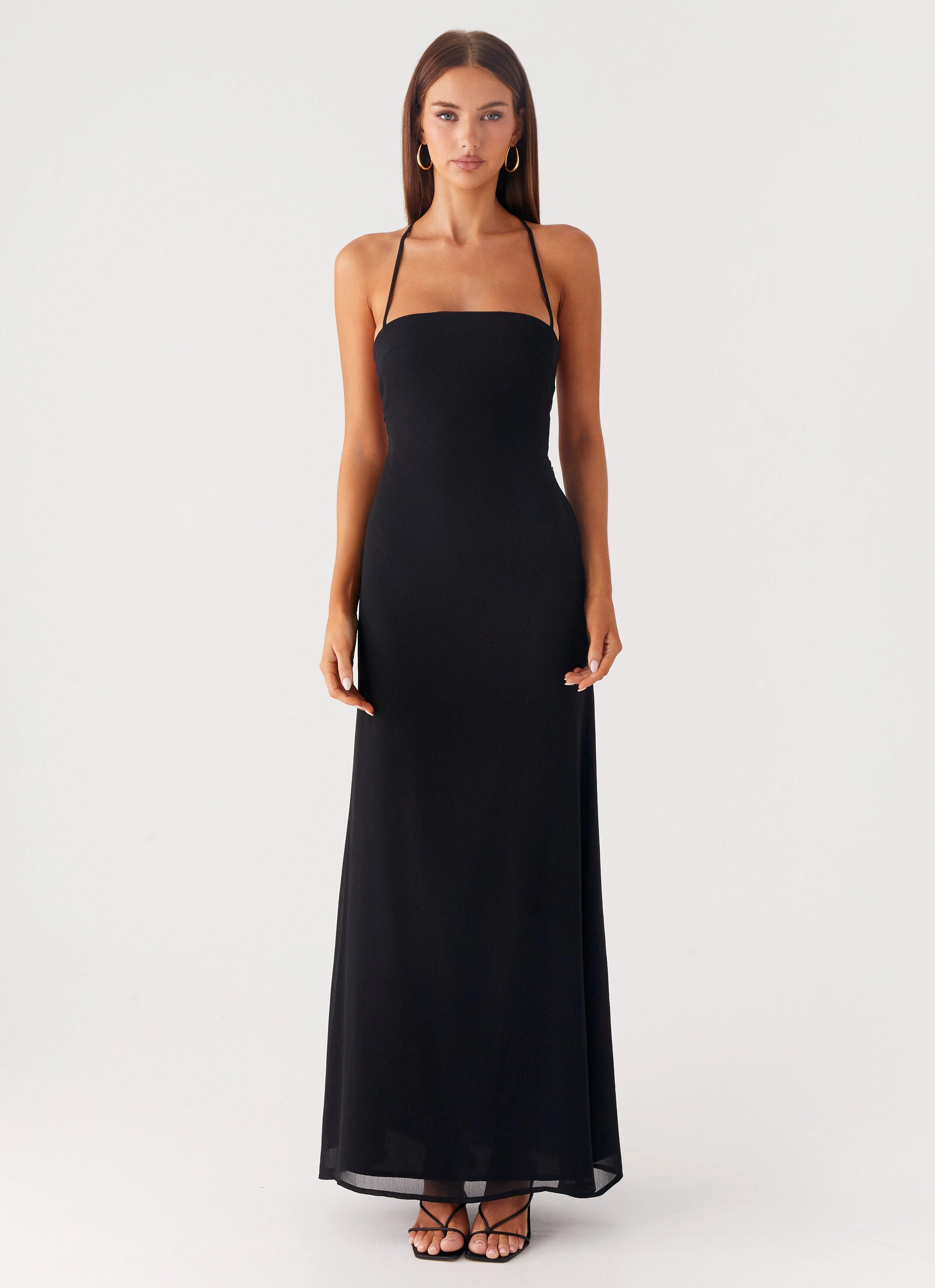 Peggy Maxi Dress - Black Skirt Flare Texture Play