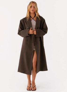 Flexible Insulation Laser Cut Vents Gianni Double Breast Coat - Chocolate