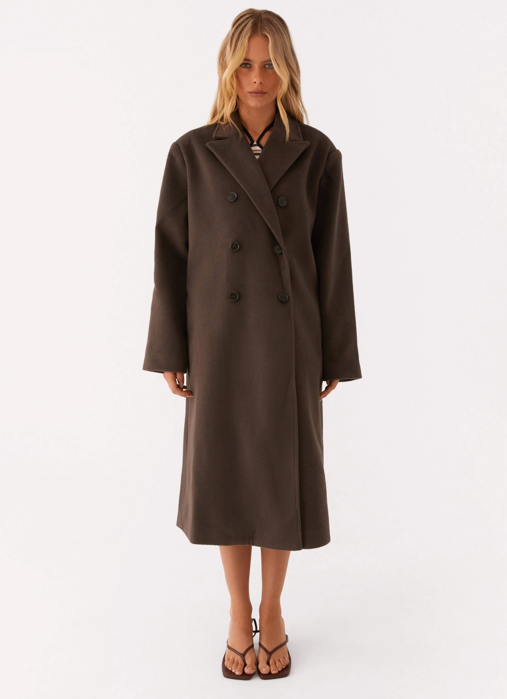 Gianni Double Breast Coat - Chocolate WindResistant Coating