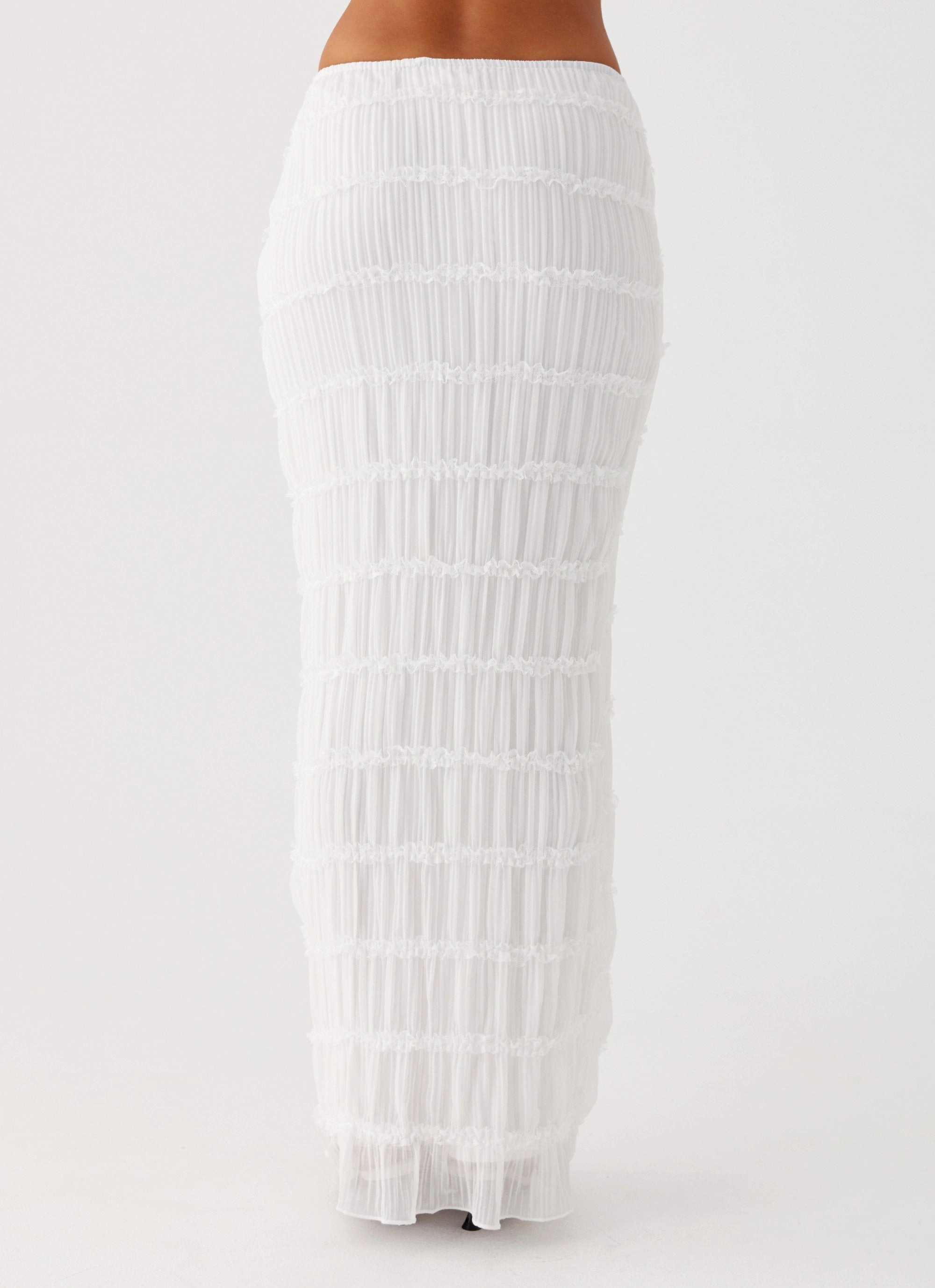 Texture Focus Daydreaming Low Rise Maxi Skirt - White