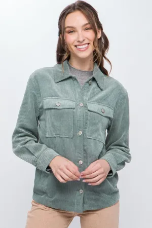 Corduroy Button Down Shirt / Jacket with Pockets